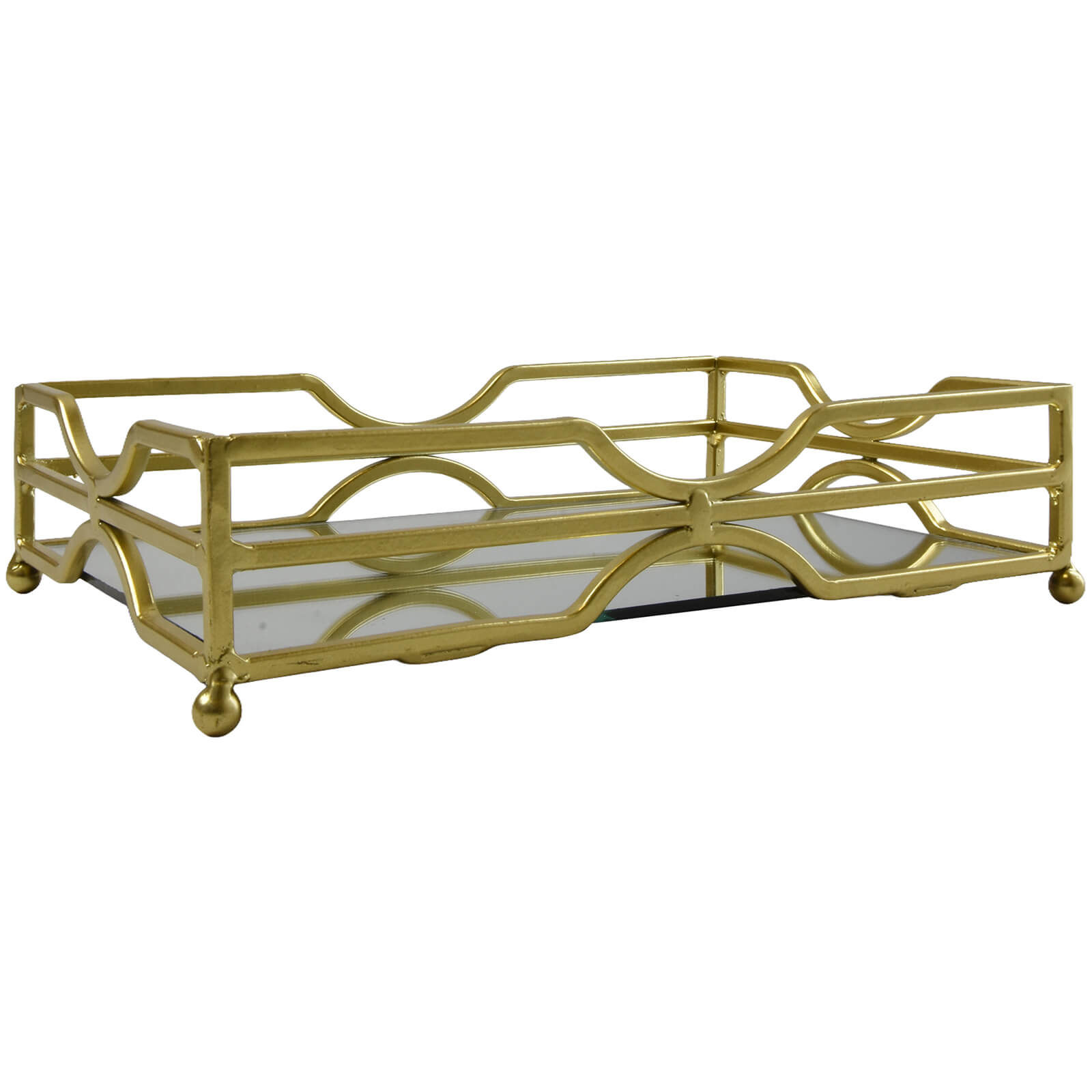 Metal Trinket Tray with Mirror Base