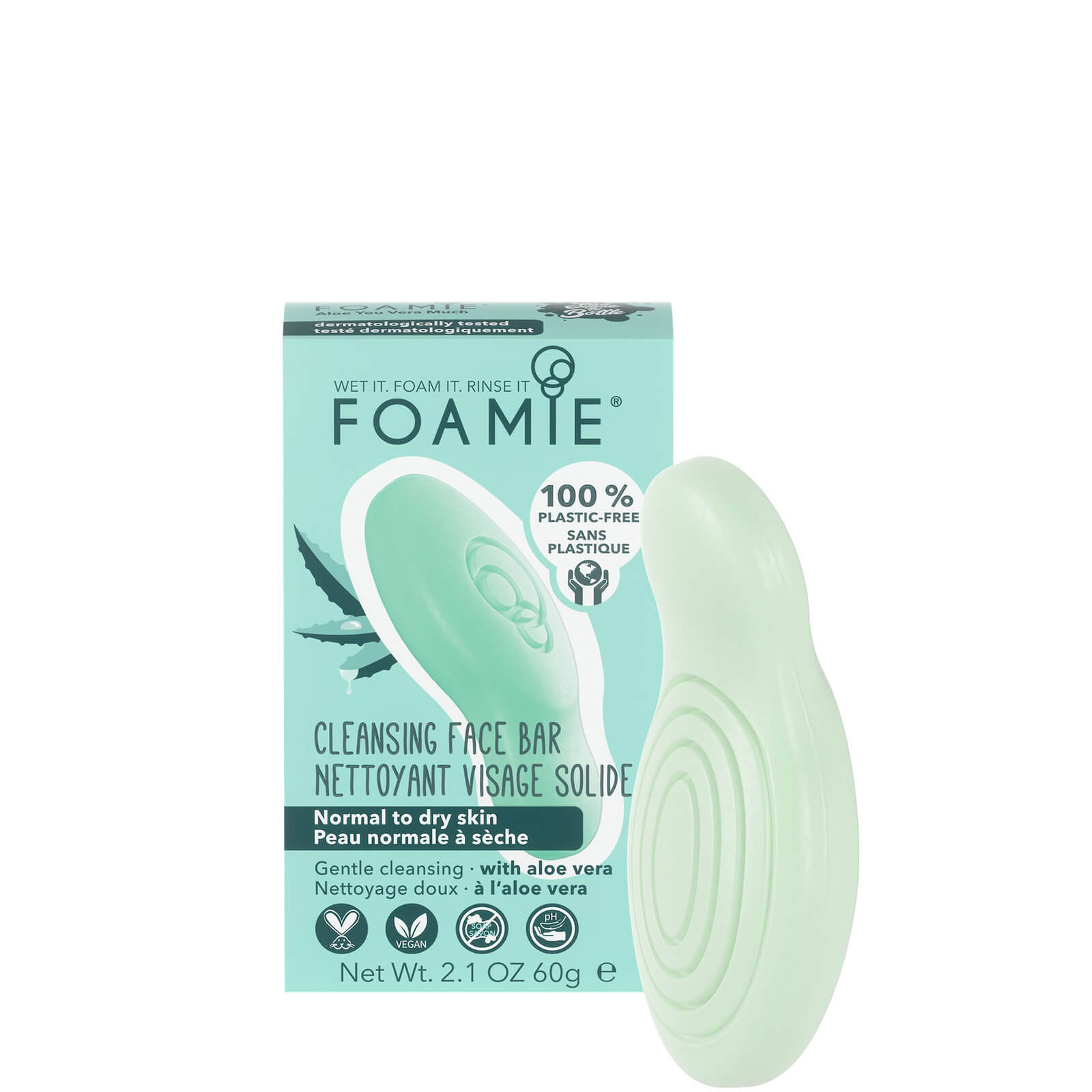 FOAMIE Face Bar - Aloe Vera for Normal to Dry Skin