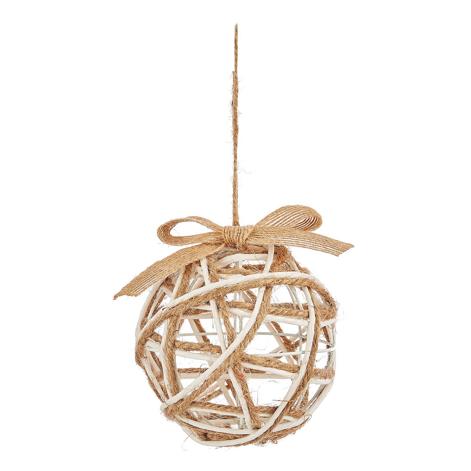 Photo of Rope Wrapped Wire Christmas Bauble Tree Decoration - 8cm