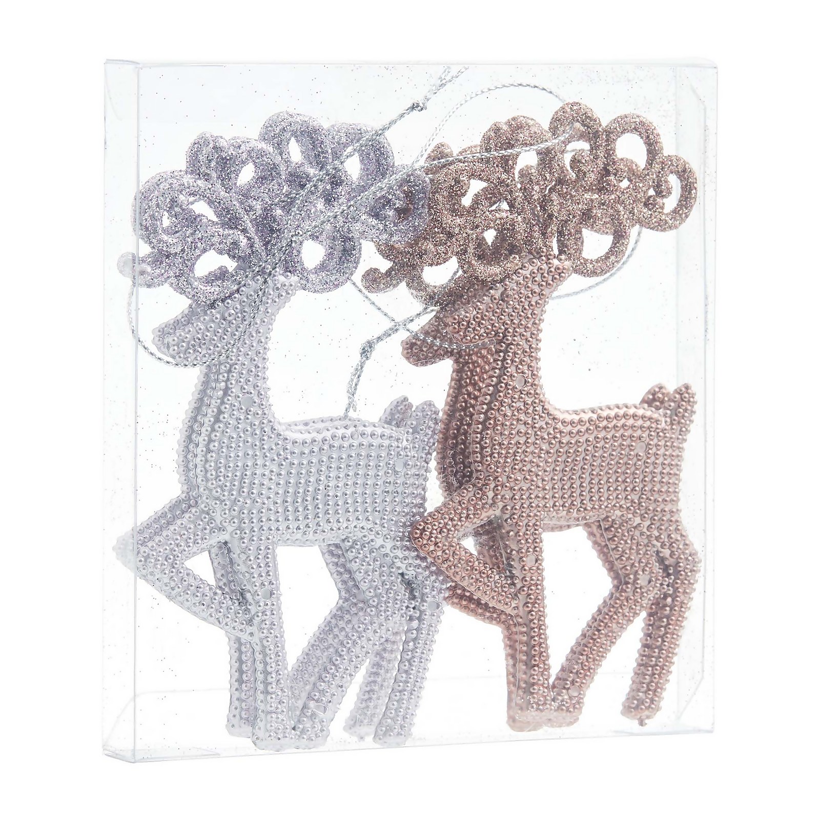 Photo of Reindeer Hanging Christmas Tree Decoration - 4 Pack