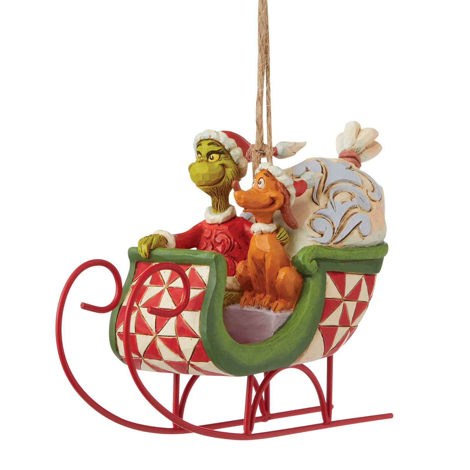 El Grinch por Jim Shore Grinch y Max en el trineo Ornamento colgante