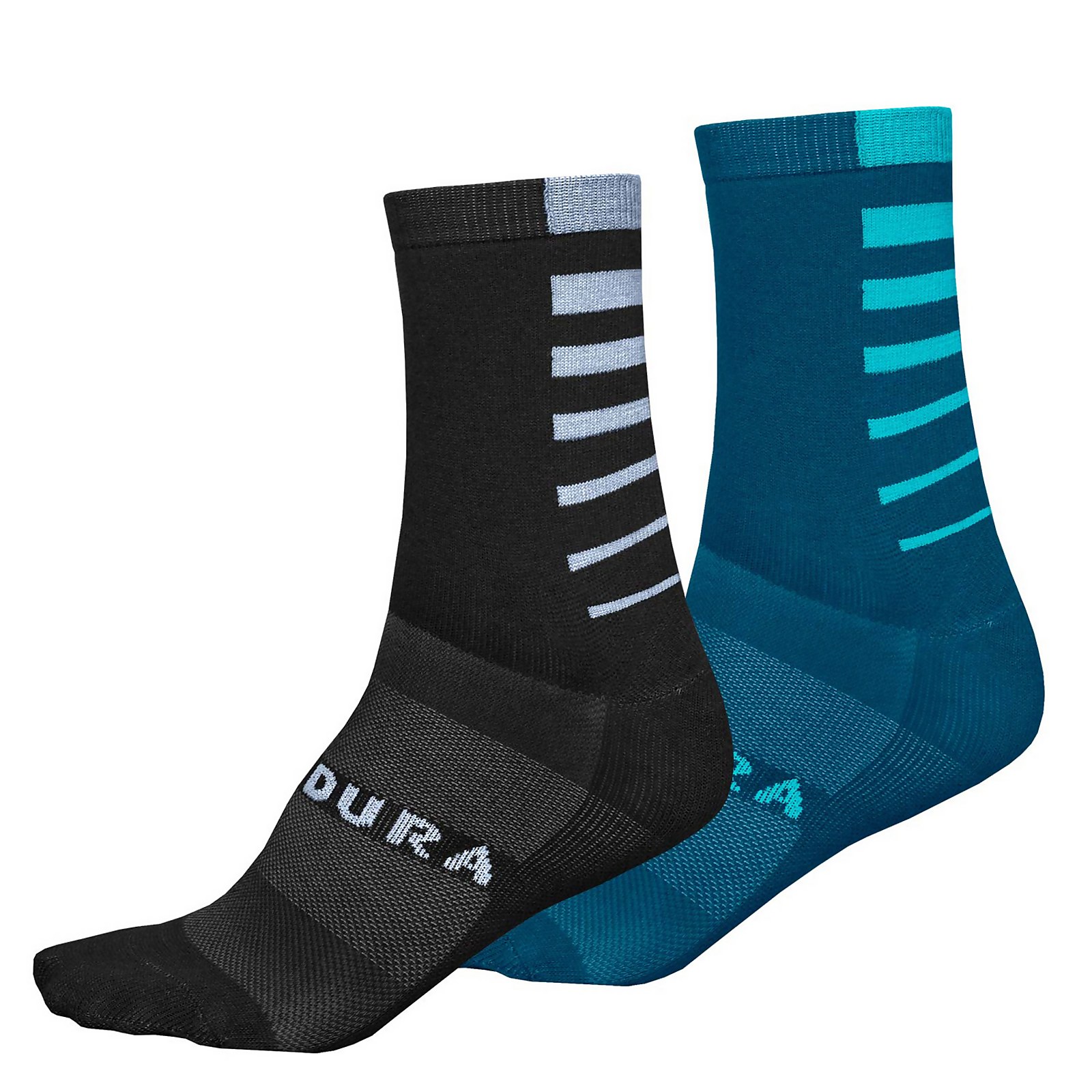 Endura Coolmax® Stripe Socks (Twin Pack) - Kingfisher