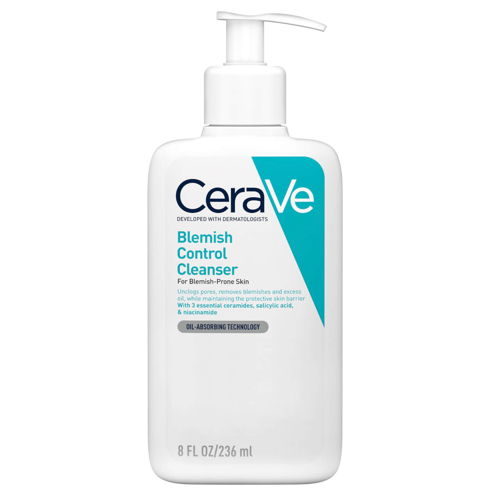 CeraVe Blemish Control Face Cleanser with 2% Salicylic Acid & Niacinamide for Blemish-Prone Skin 236