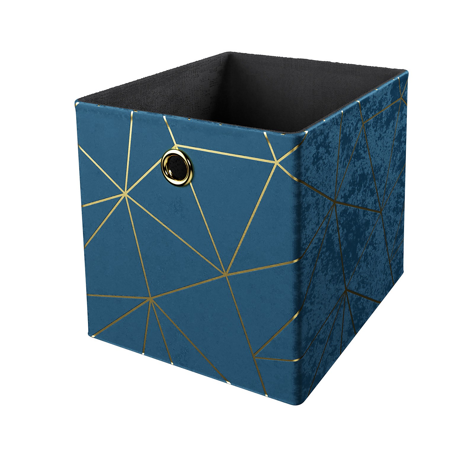 Photo of Living Elements Clever Cube Velvet Geometric Insert - Smokey Blue & Gold