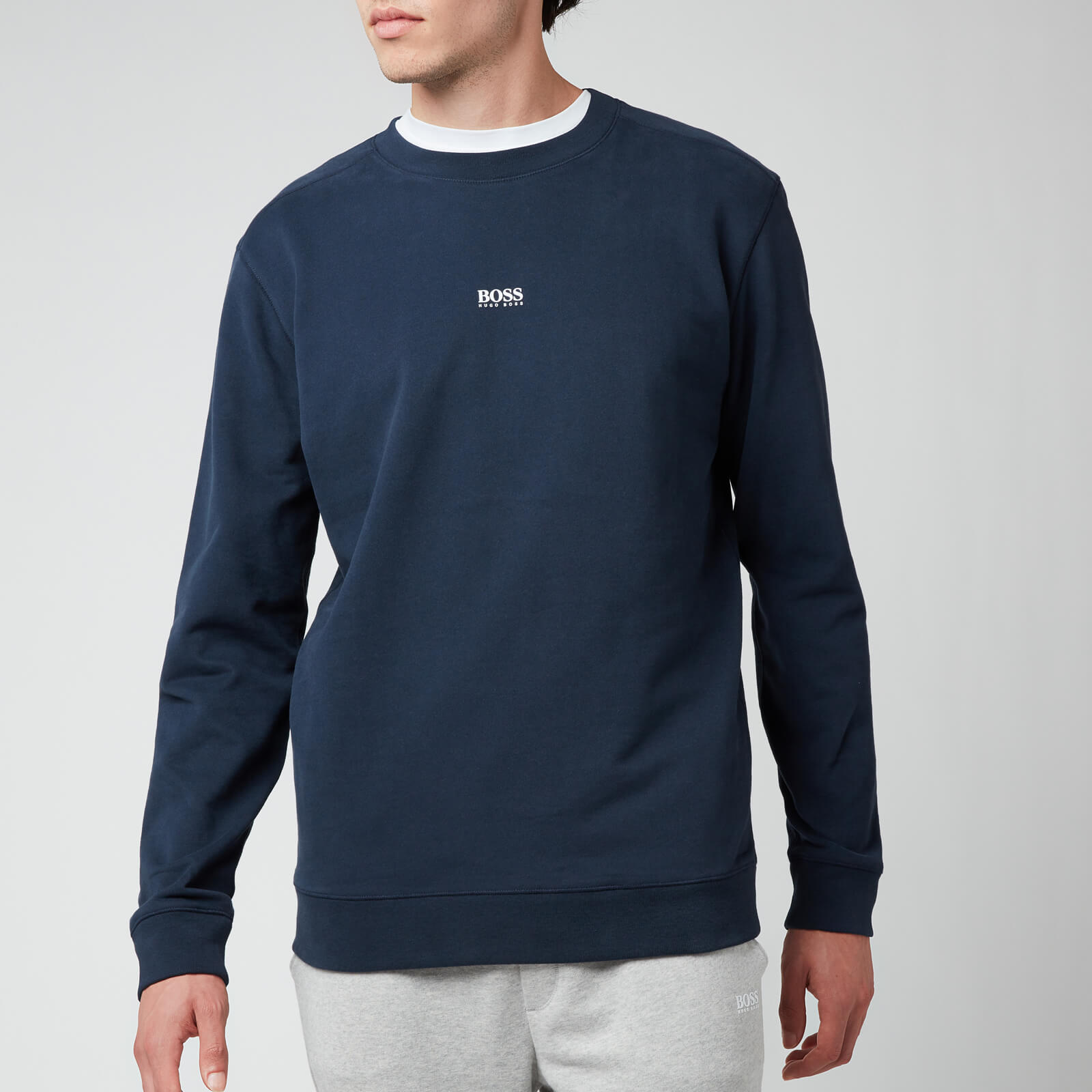 BOSS Casual Men's Chest Logo Sweatshirt - Dark Blue - S