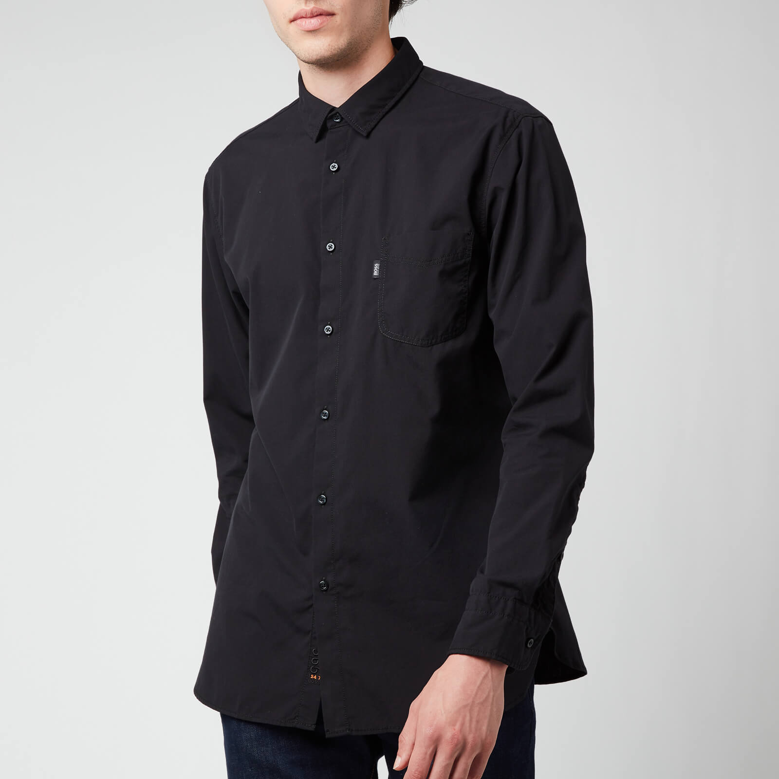 BOSS Casual Men's Logo Patch Slim Fit Shirt - Black - S