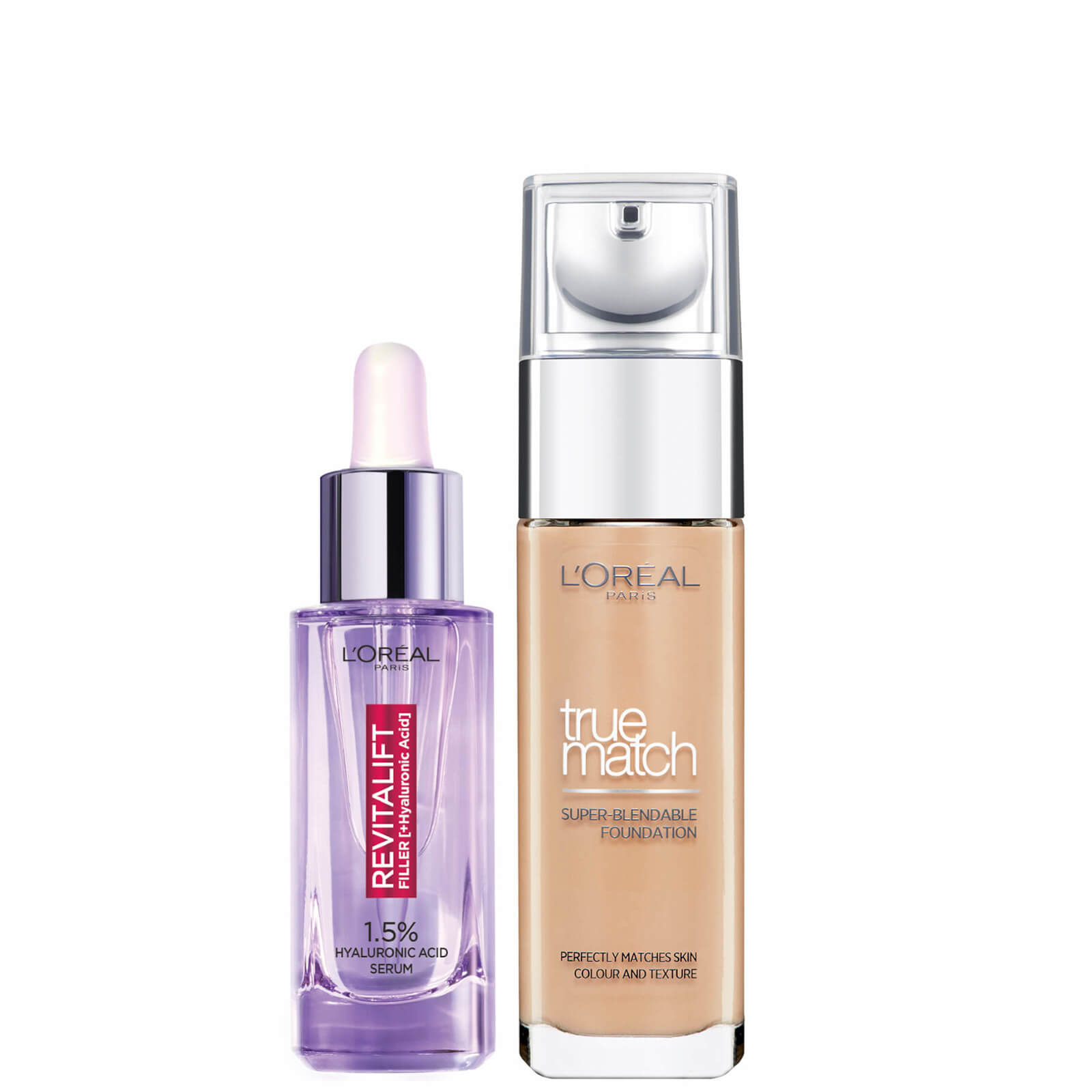 L’Oreal Paris Hyaluronic Acid Filler Serum and True Match Hyaluronic Acid Foundation Duo (Various Shades) - 6.5W Golden Toffee