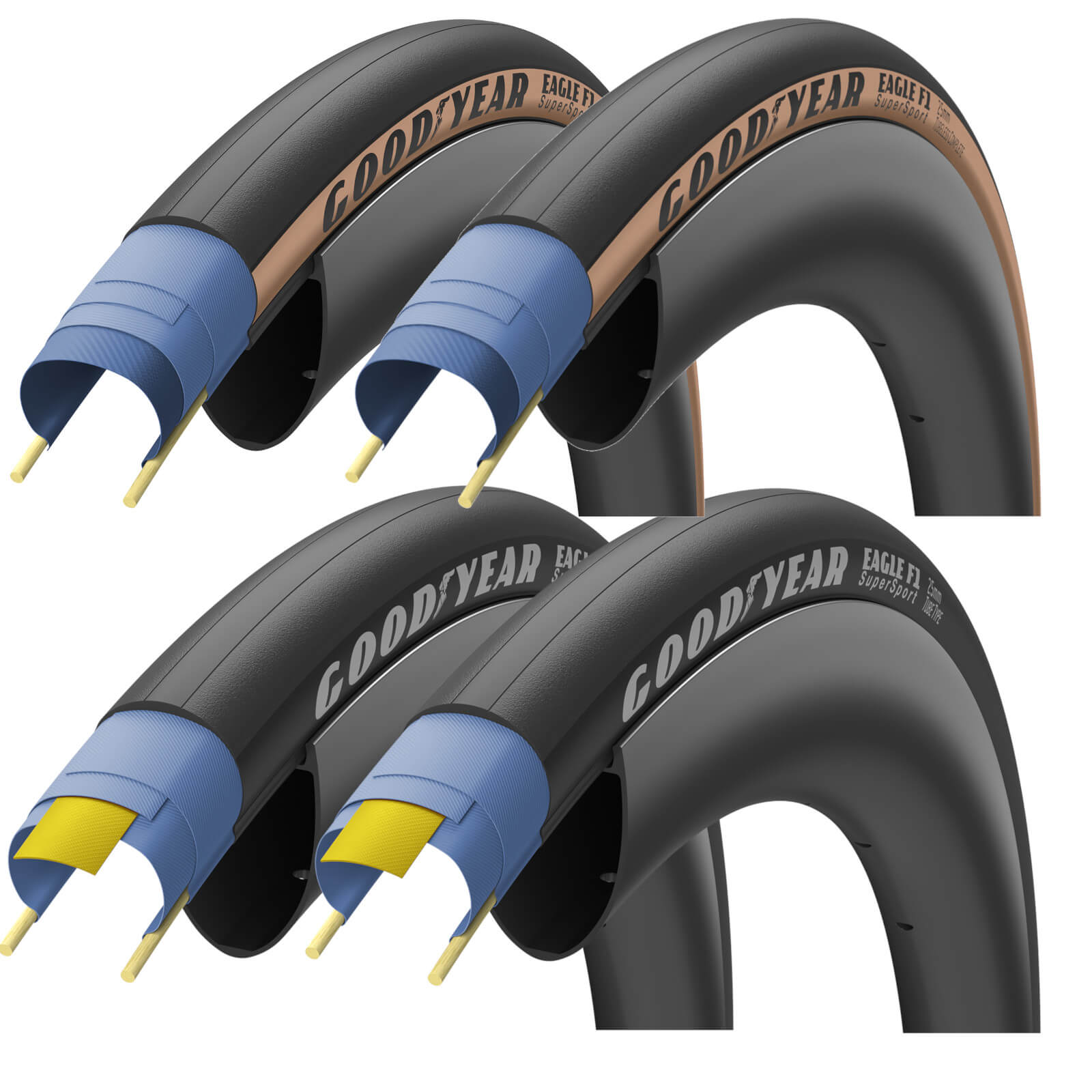 Goodyear Eagle F1 SuperSport Road Tyre Twin Pack - 700C x 28mm - Tan