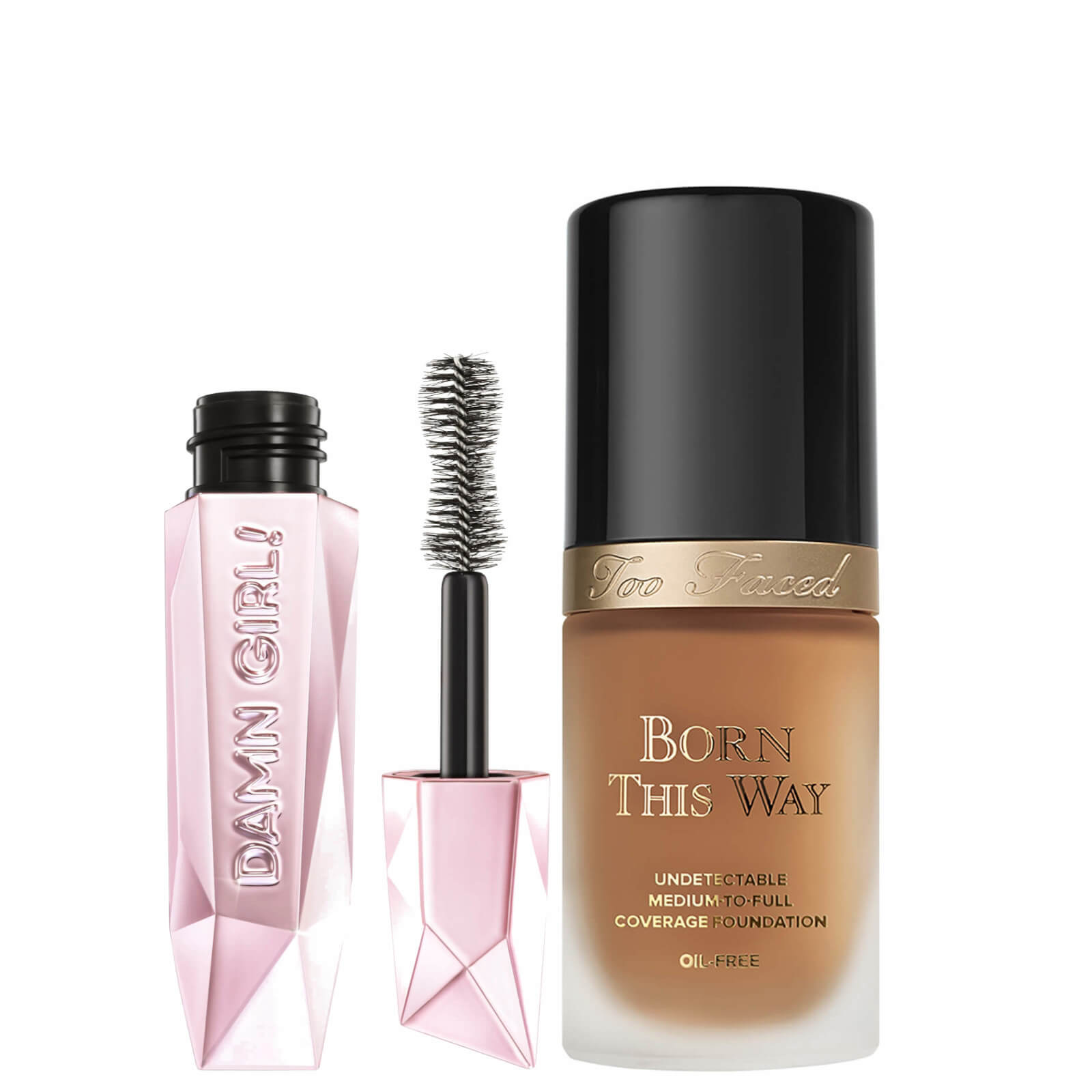 Too Faced Born This Way Foundation and Damn Girl! Mascara Bundle (Various Shades) - Caramel