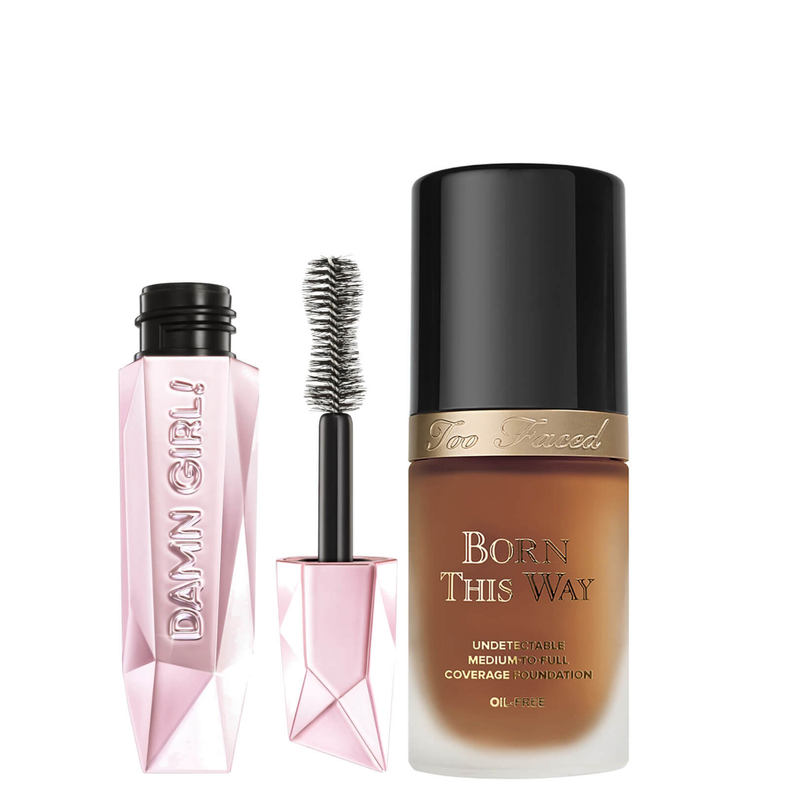 Too Faced Born This Way Foundation and Damn Girl! Mascara Bundle (Various Shades) - Mahogany