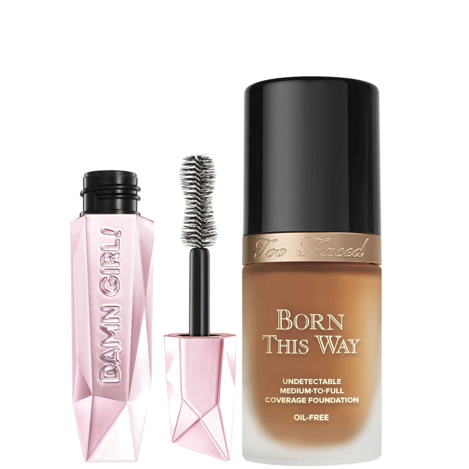Too Faced Born This Way Foundation and Damn Girl! Mascara Bundle (Various Shades) - Brulee
