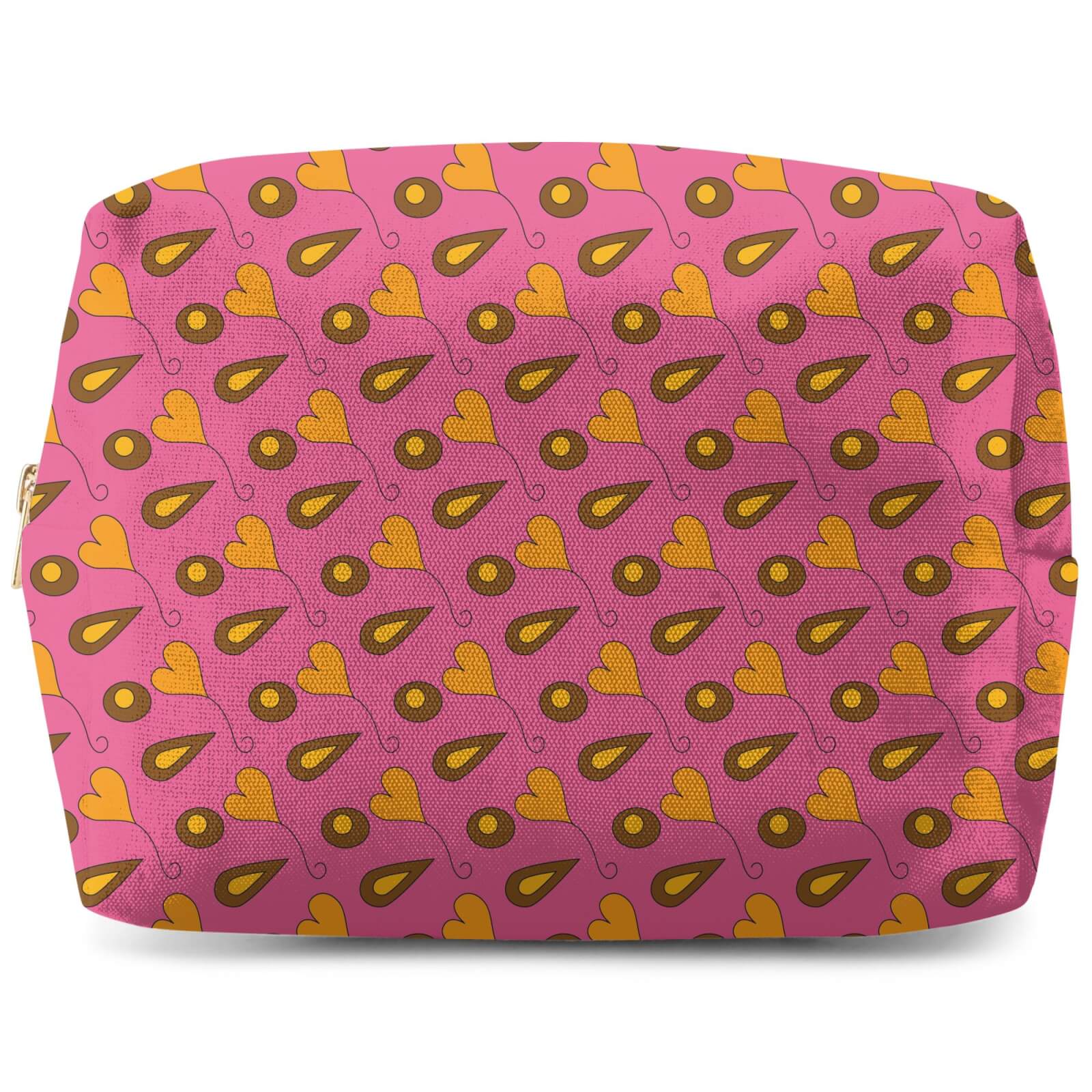 Retro Hearts And Leaves Wash Bag