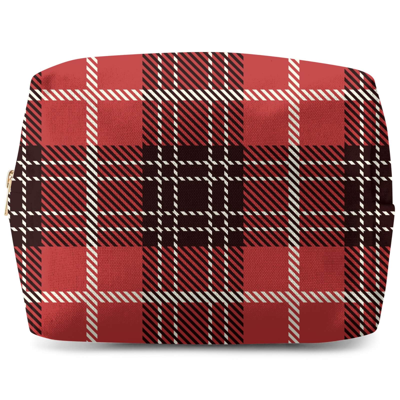Red, Black & White Tartan Wash Bag