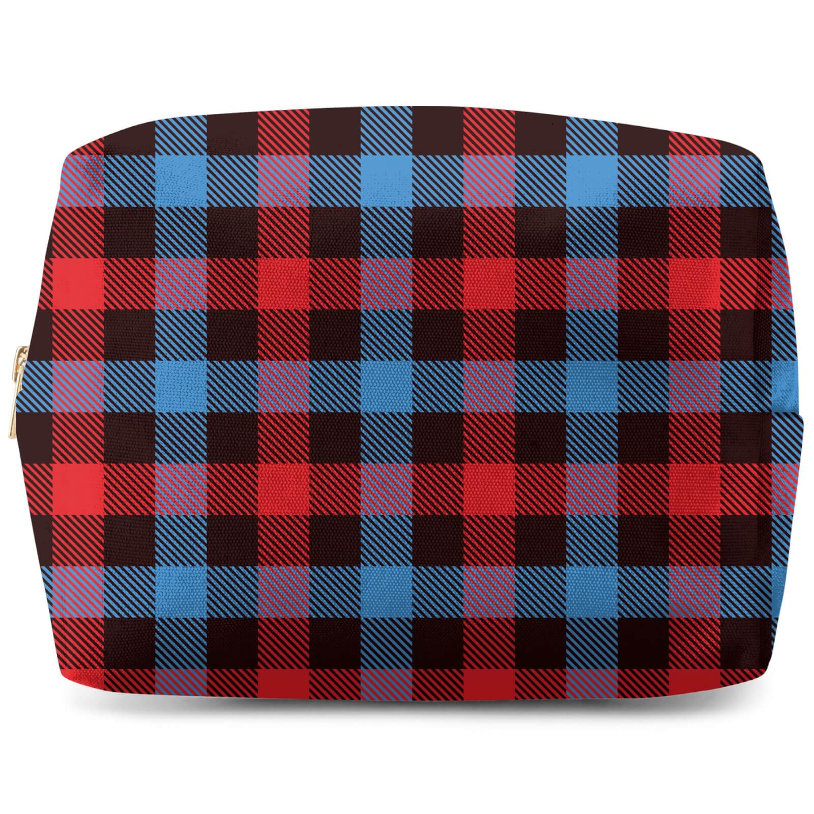 Red, Blue & Black Checkered Tartan Wash Bag
