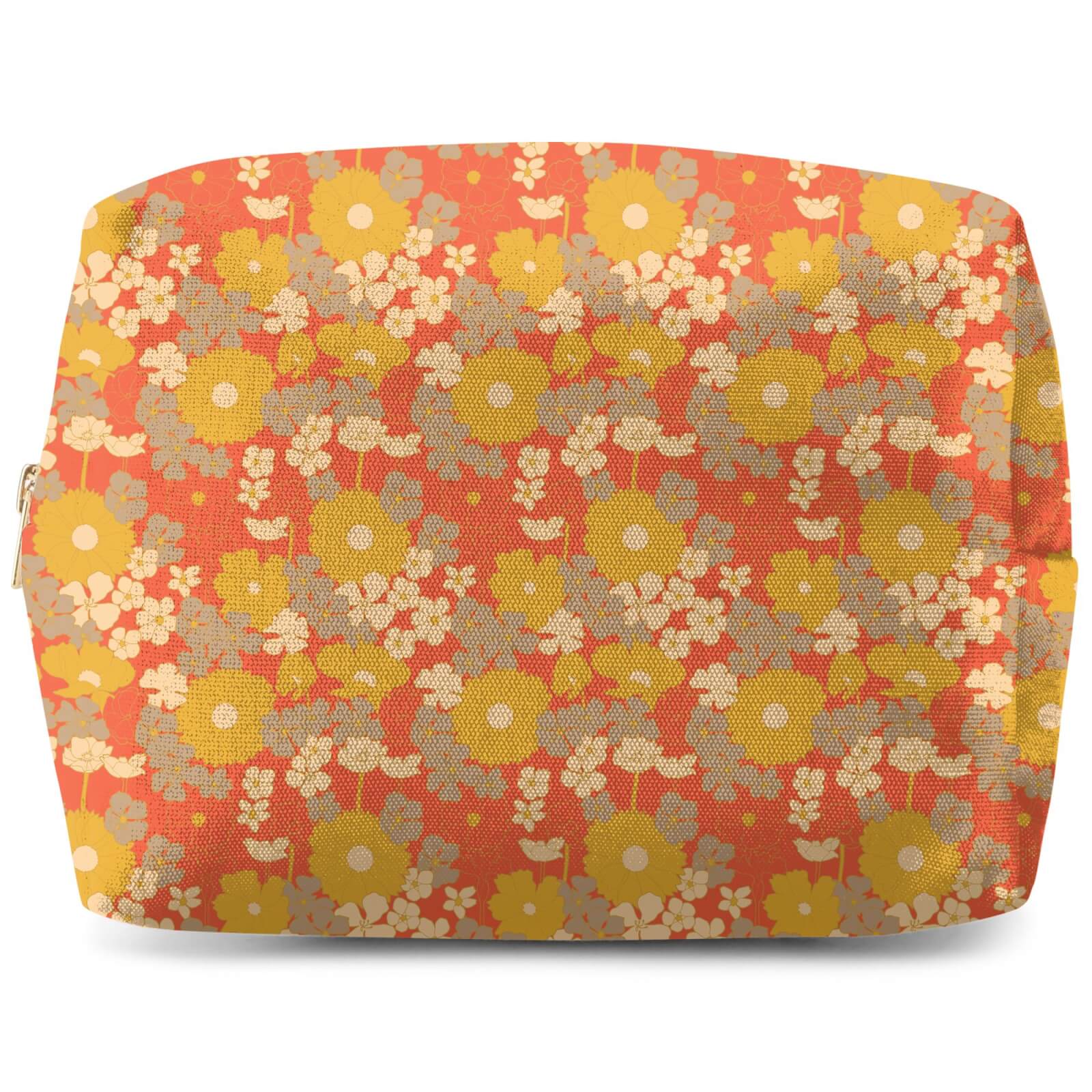 60s Orange Floral Wash Bag