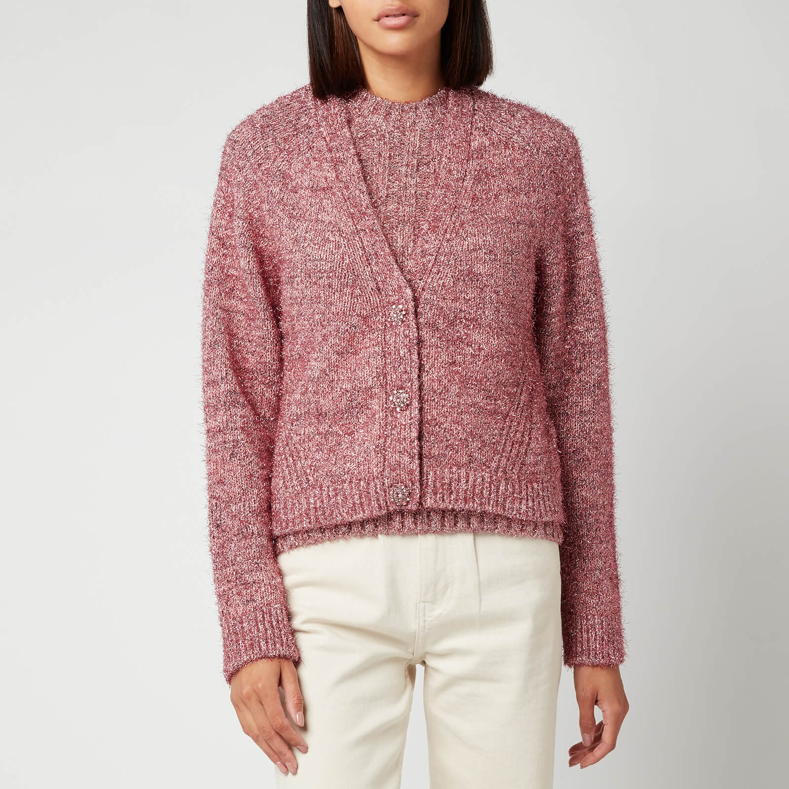 Ganni Women's Chunky Glitter Knitted Cardigan - Pink Nectar - S
