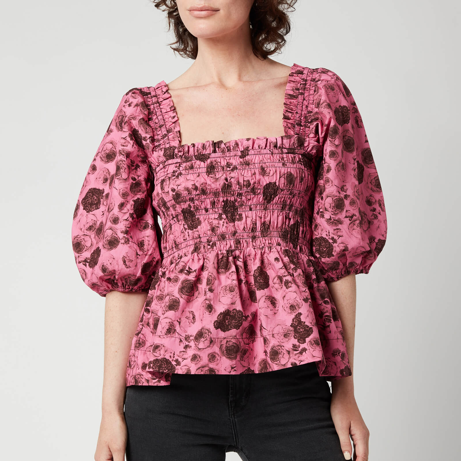 Ganni Women's Smock Blouse - Shocking Pink - EU38/UK10