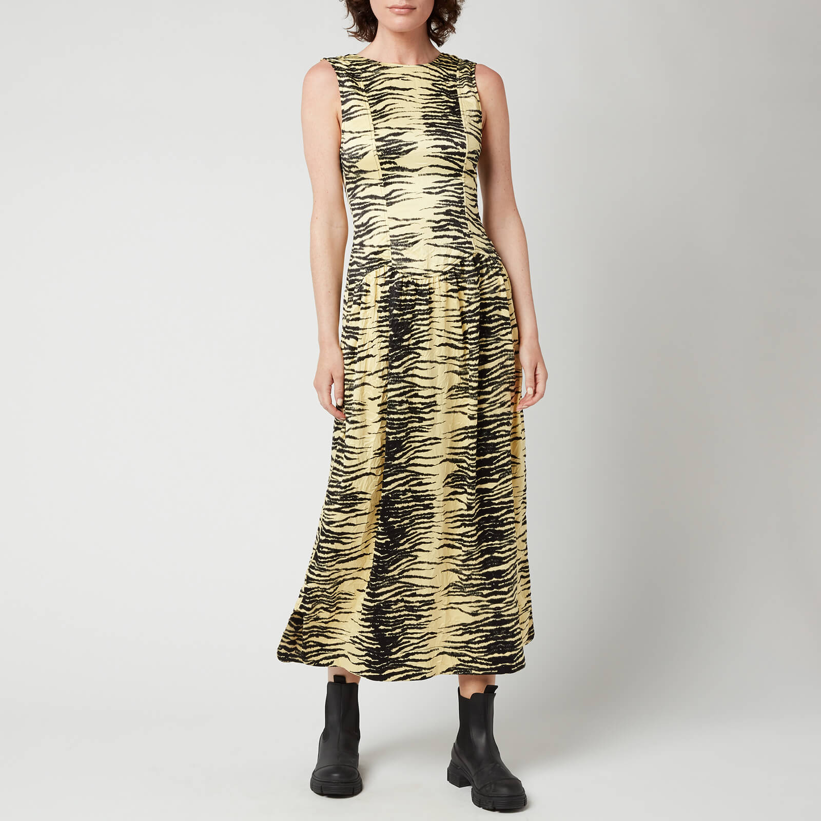Ganni Women's Crinkled Satin Dress - Pale Banana - EU34/UK6