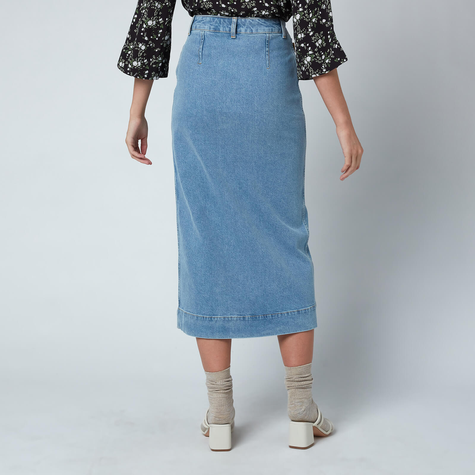 GANNI DENIM MIDI SKIRT | Women's | 36 | Blue