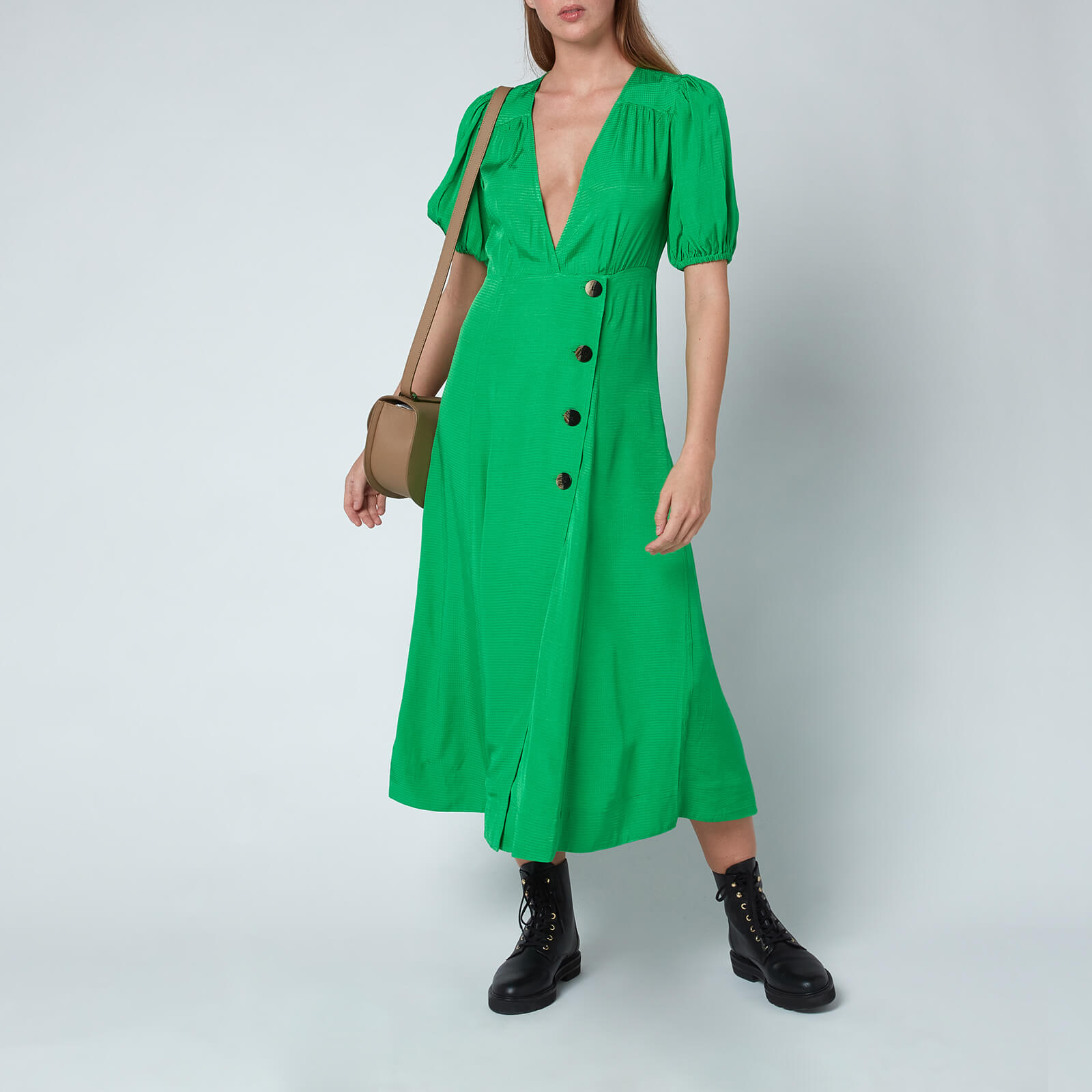 Ganni Women's Ripstop Viscose Dress - Kelly Green - EU34/UK6