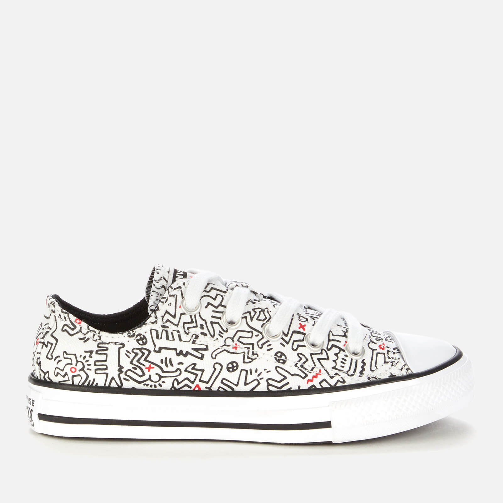 Converse Kids' Keith Haring Chuck Taylor All Star Ox Trainers - White/Black/Red - UK 10 Kids