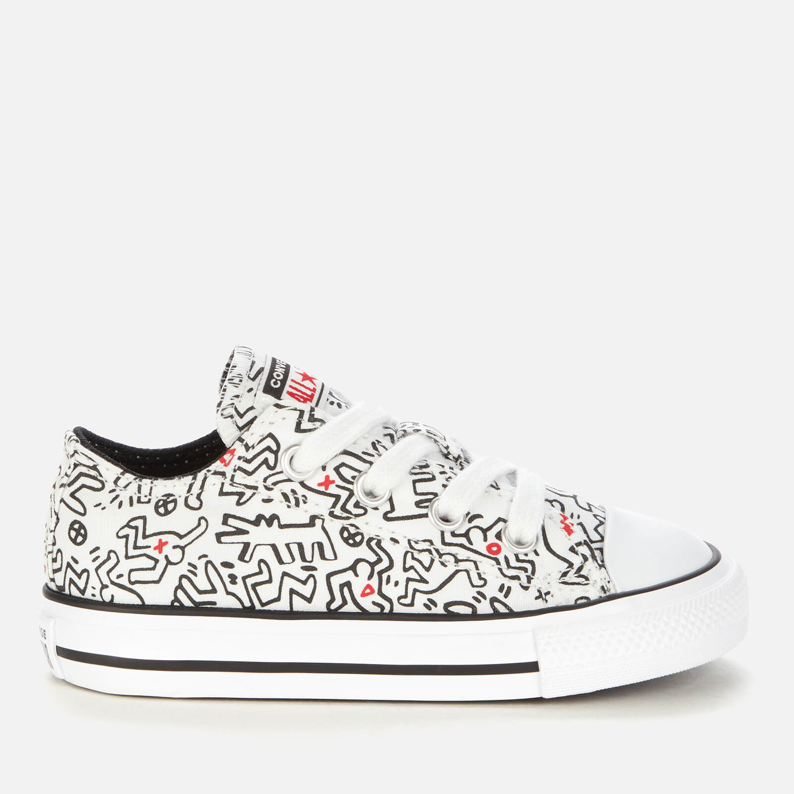 Converse Toddlers' Keith Haring Chuck Taylor All Star Ox Trainers - White/Black/Red - UK 4 Toddler