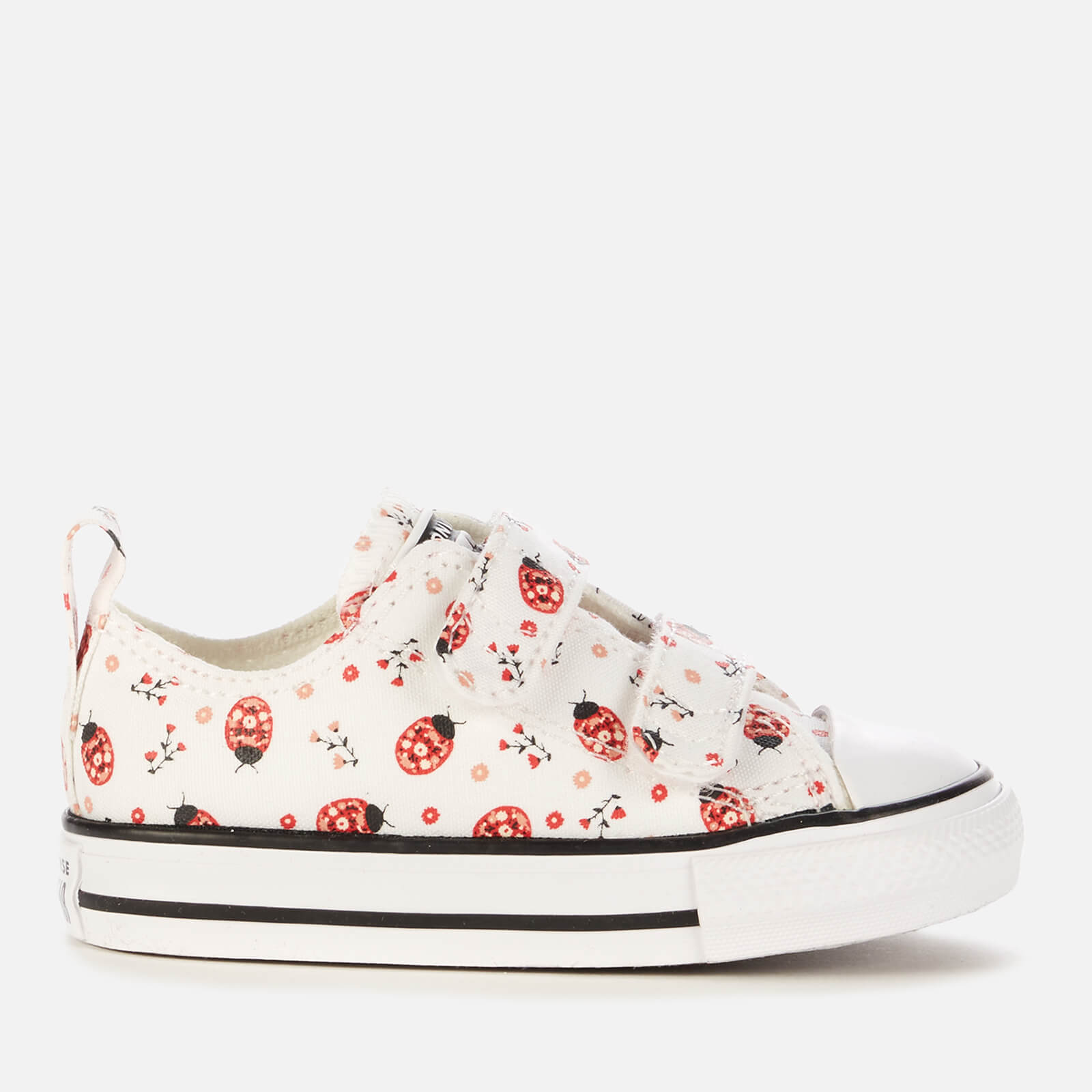 Converse Toddlers' Chuck Taylor All Star Ladybird Velcro Ox Trainers - White/Red/Black - UK 4 Toddler