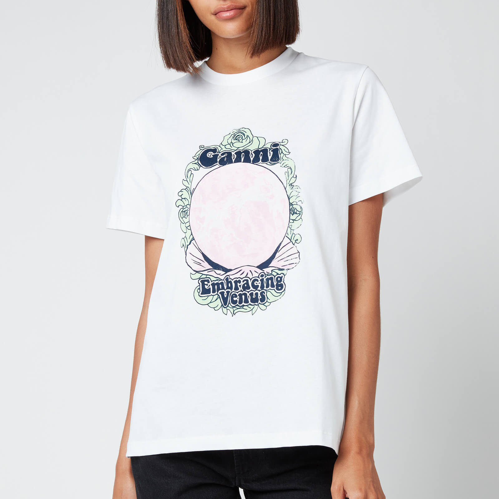Ganni Women's Embracing Venus T-Shirt - In Bright White - M
