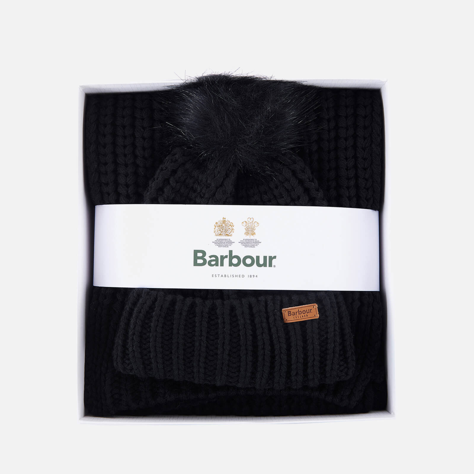 Image of Barbour Women's Saltburn Beanie And Scarf Set - Black