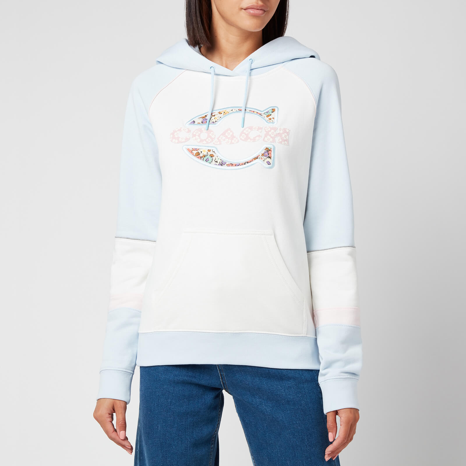 Coach Women's Athletic Hoodie - White/Blue - S