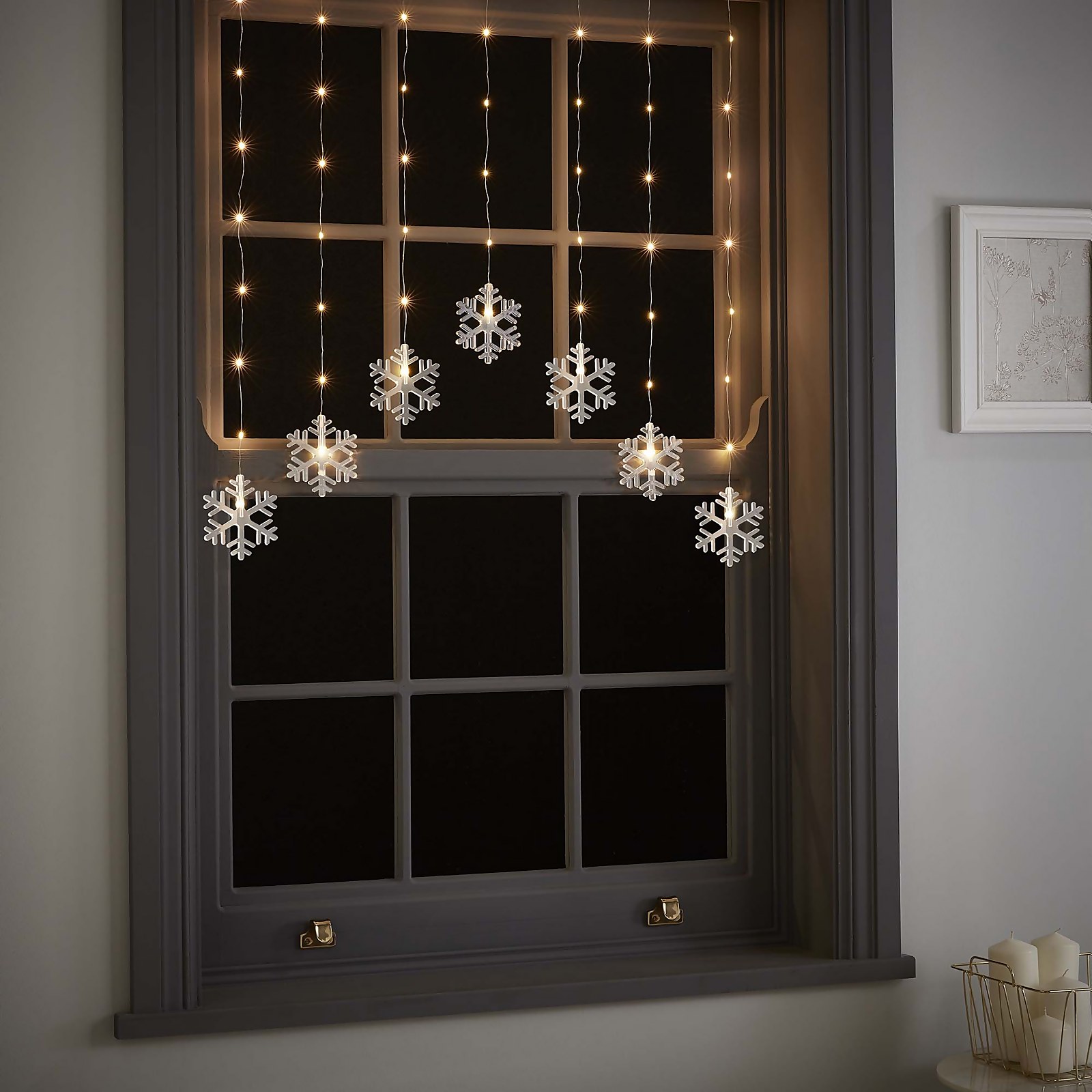 Photo of Snowflake Led Pinwire Christmas Window Curtain Light