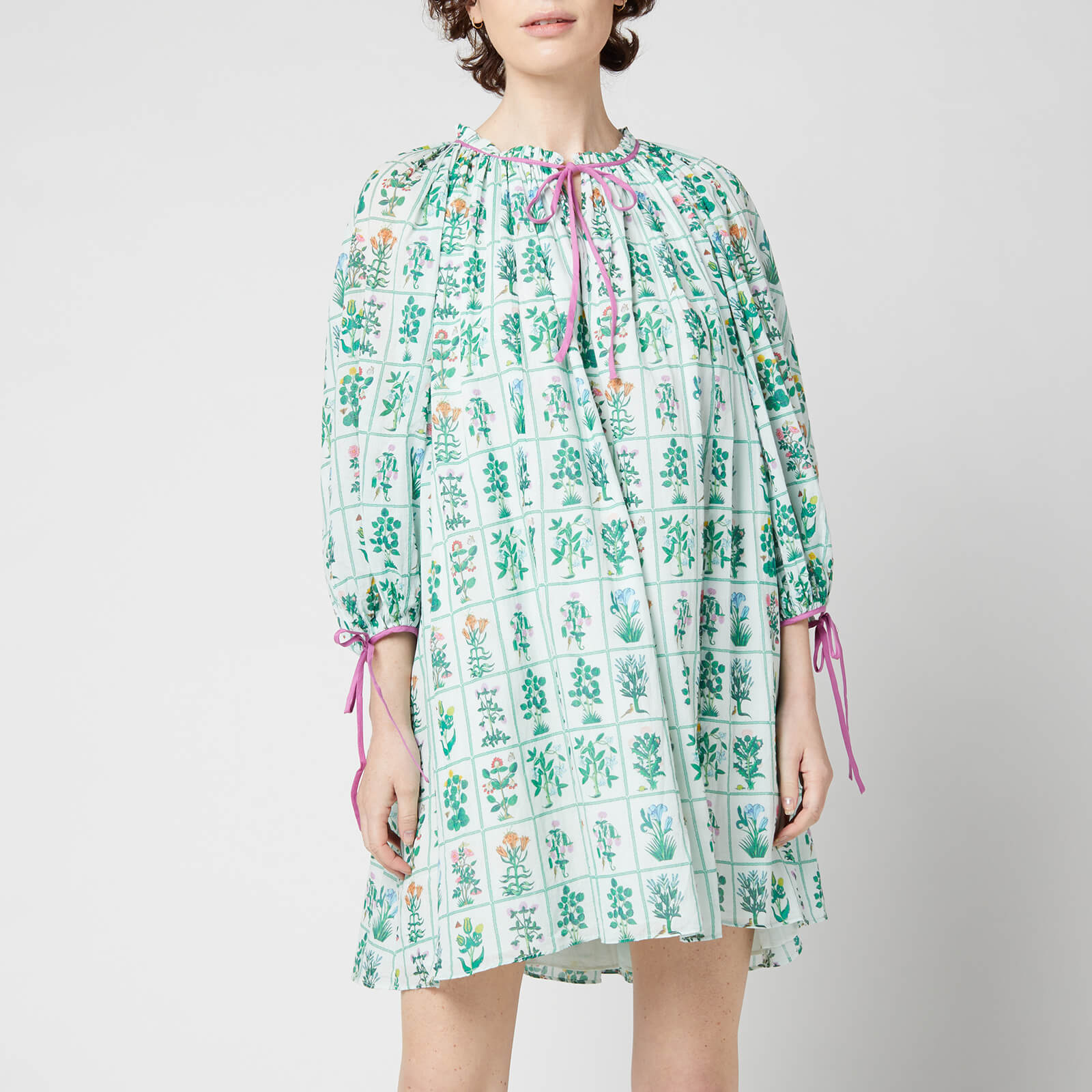 Rhode Women's Sadie Dress - Gridded Garden White - S