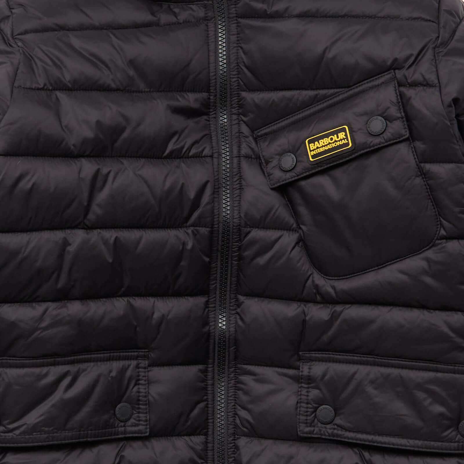 Barbour International Boys' Ouston Hooded Quilt - Black/Yellow - L (10-11 Years)