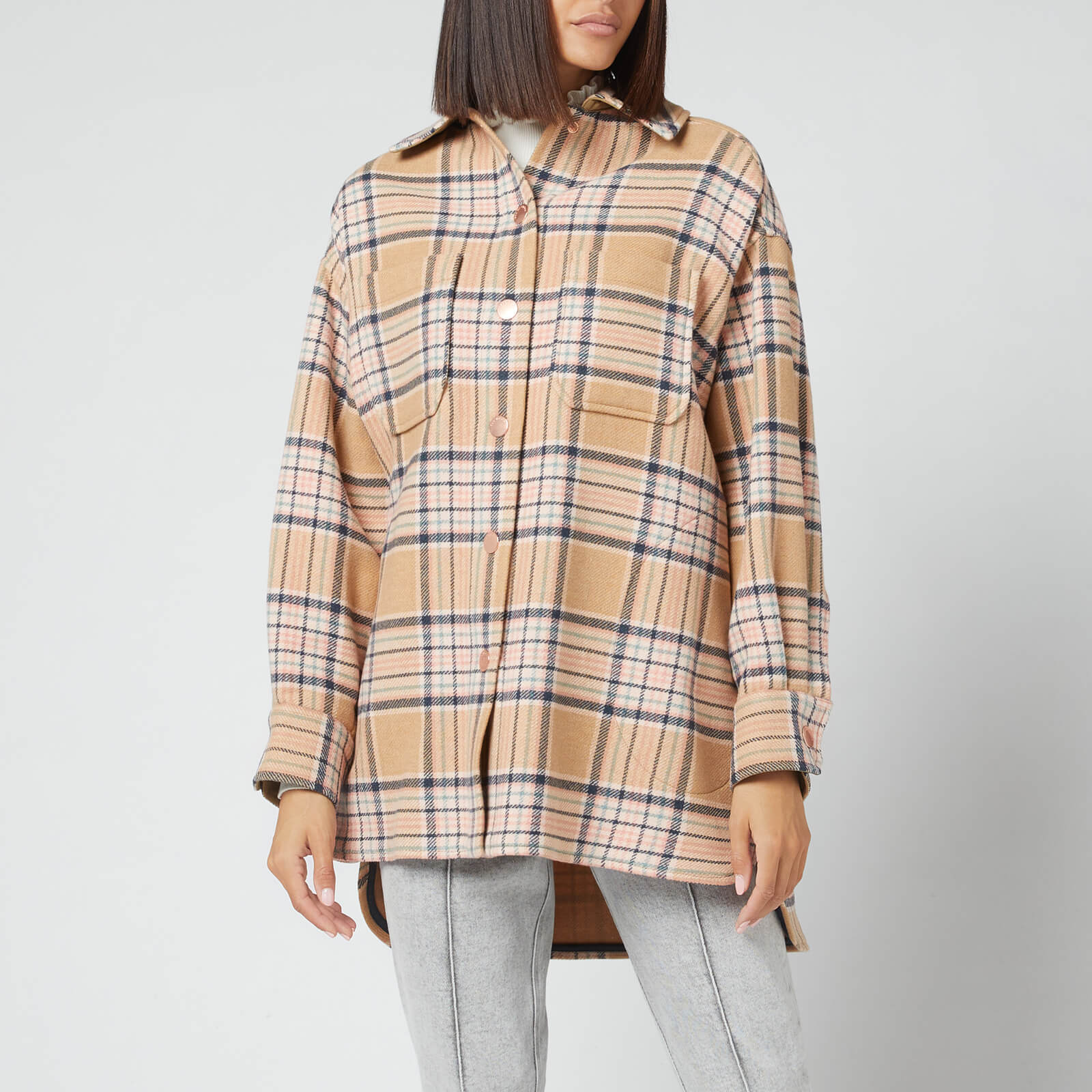 See by Chloé Women's Check Wool Coat - Beige - L