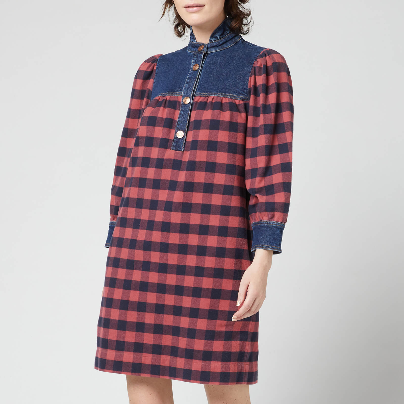 See By Chloé Women's Denim & Check Dress - Boyish Blue - EU 34/UK 6