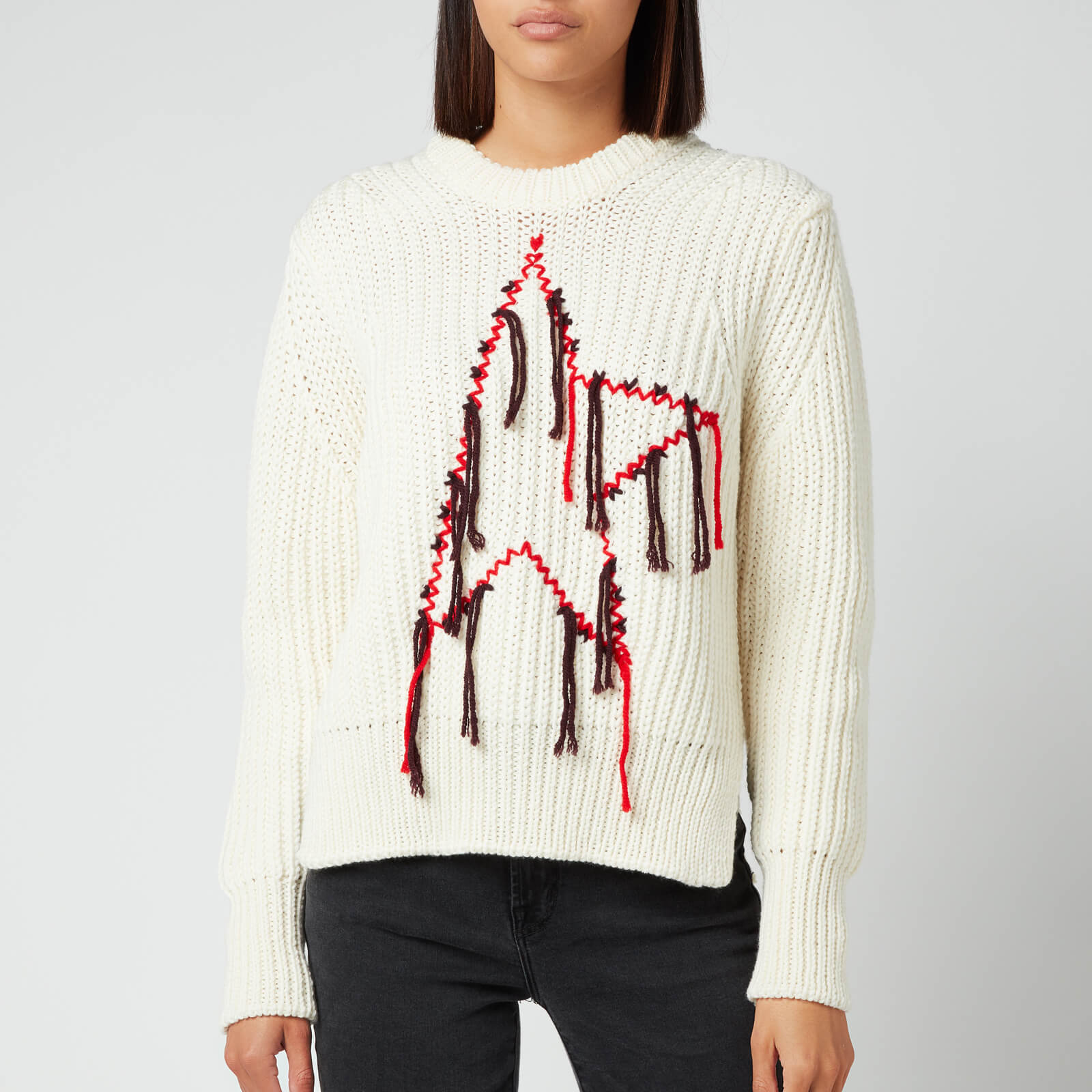 Golden Goose Women's Dottie Merino Wool Mending Embroidery Sweater - Beige - L