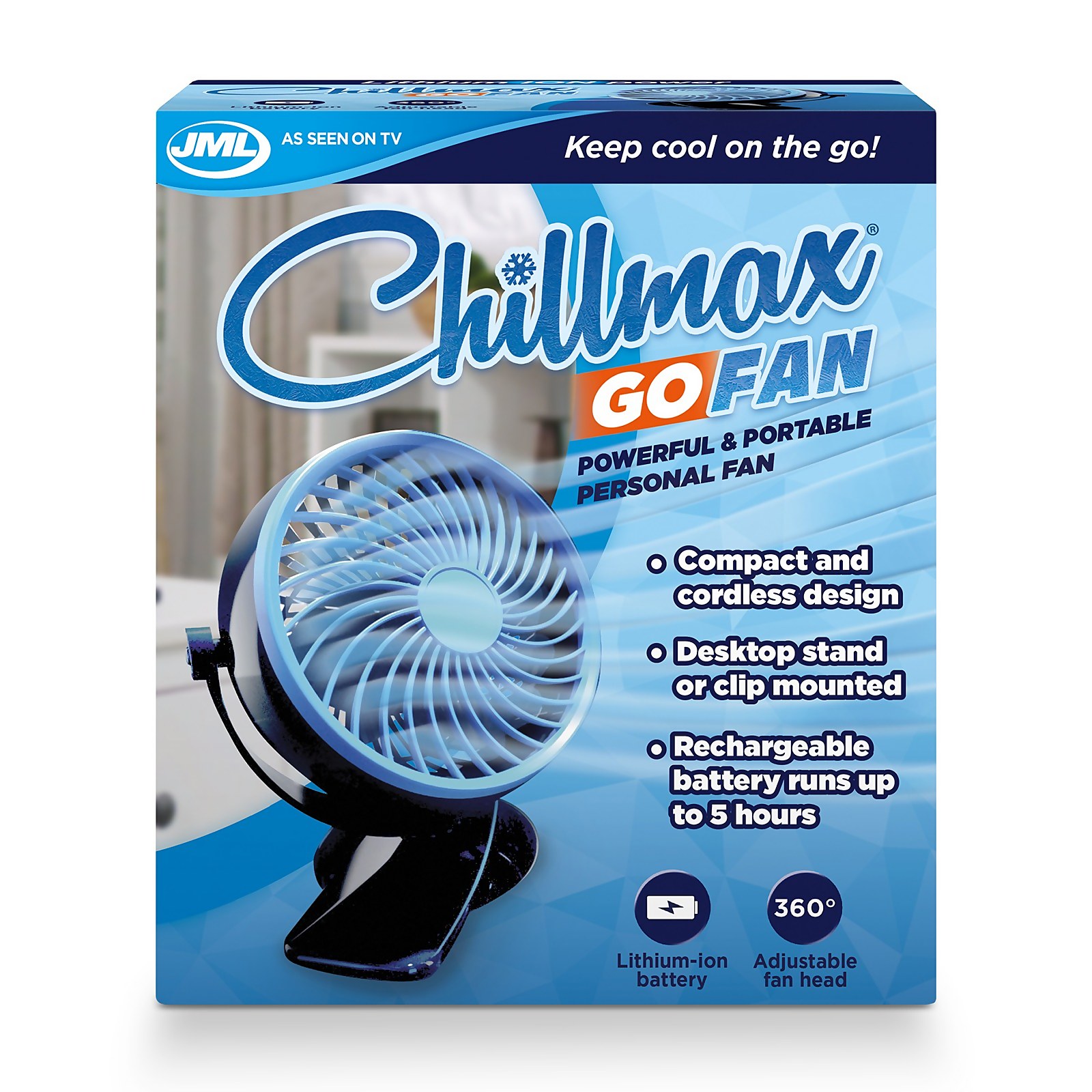 Chillmax Go Fan 360 powerful, portable cordless fan