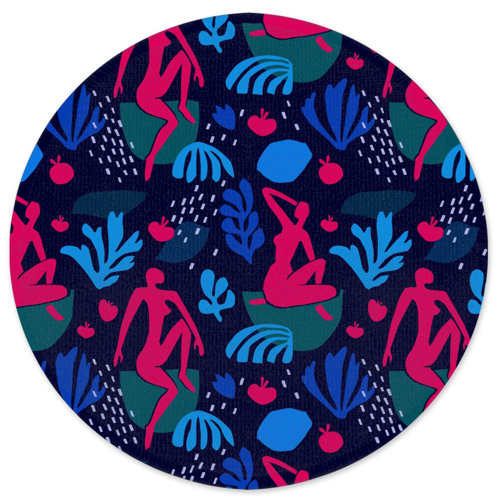 Decorsome Silhouete And Leaves Round Bath Mat