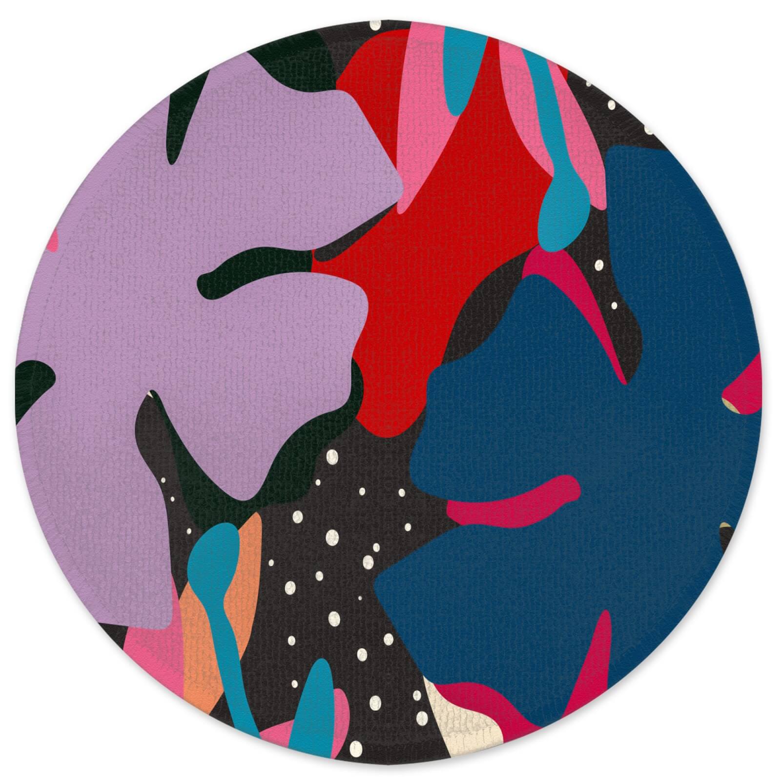 Abstract Retro Botanicals Round Bath Mat