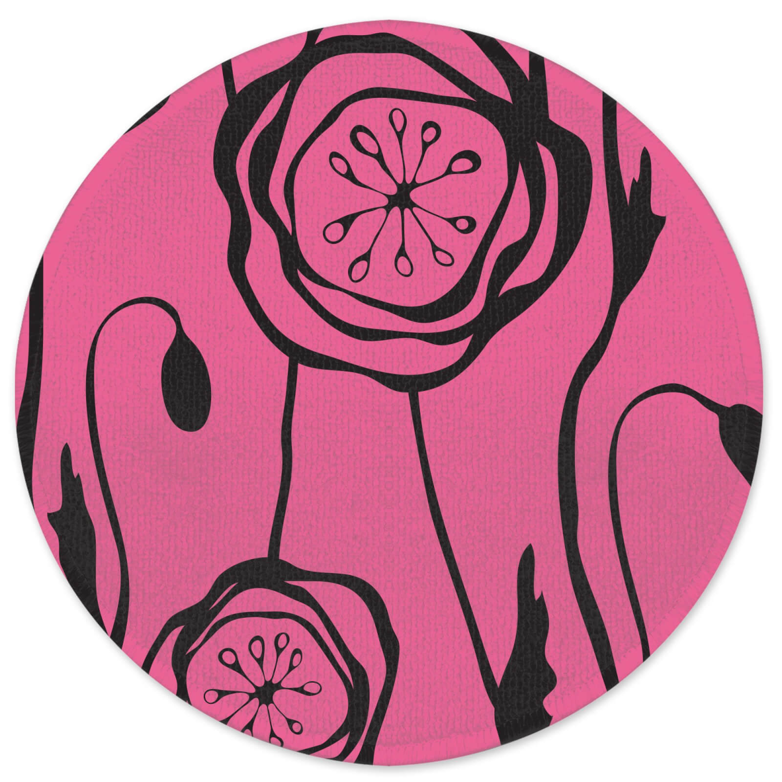 Retro Poppy Round Bath Mat