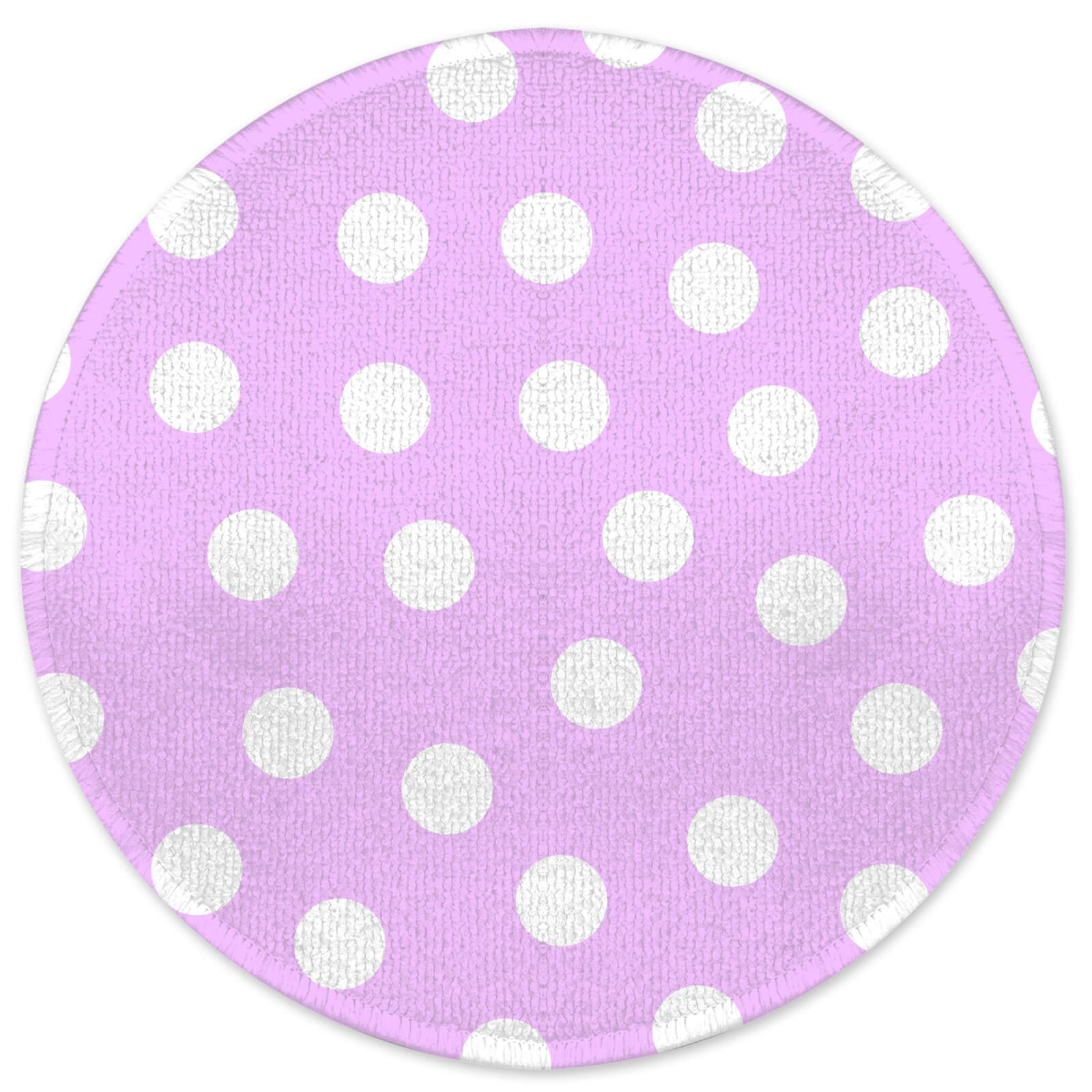 Light Pink Polka Dots Round Bath Mat