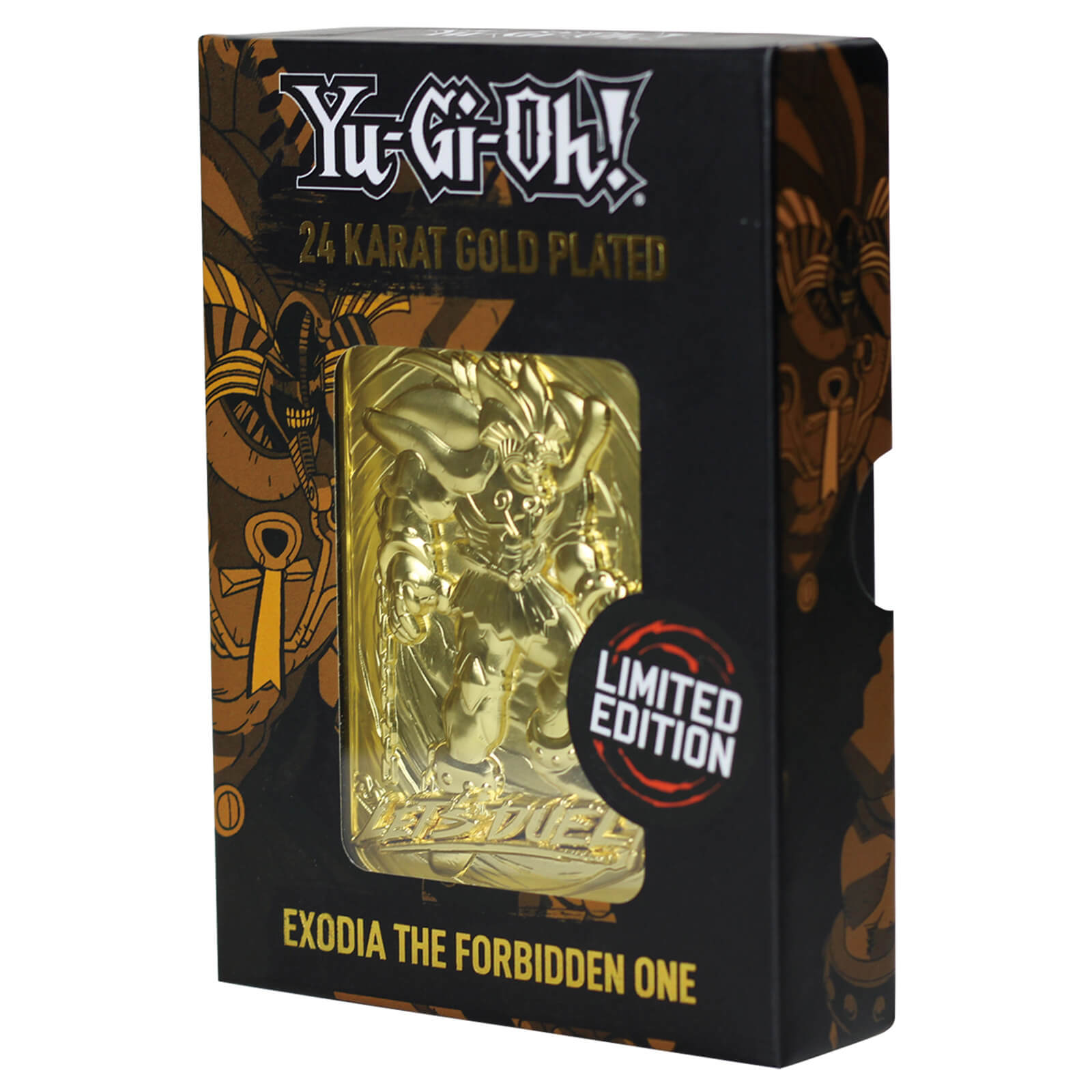 Carta Yu-Gi-Oh!Exodia -The Forbidden One bañada en oro de 24 quilates