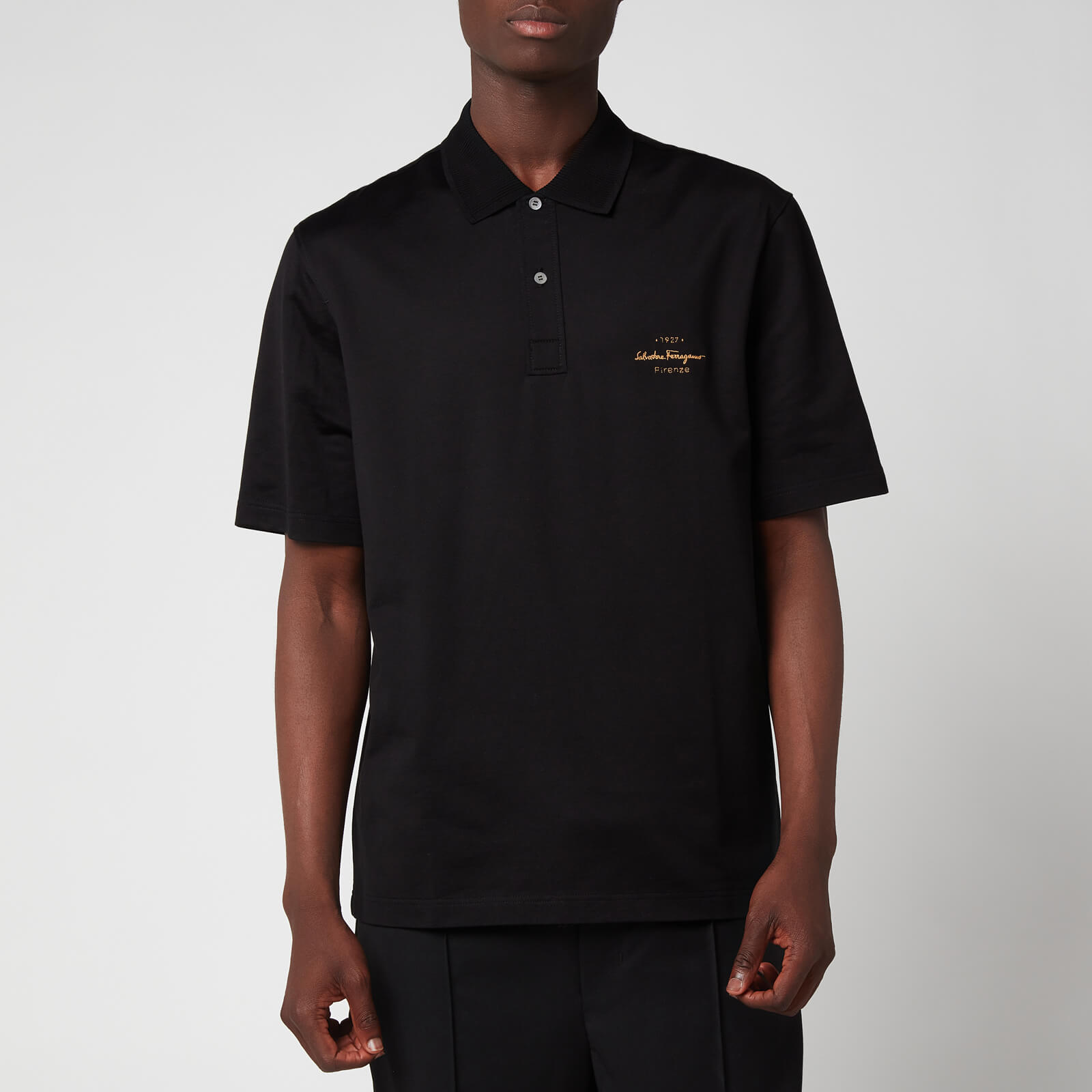 Salvatore Ferragamo Men's Short Sleeve Polo Shirt - Black - L