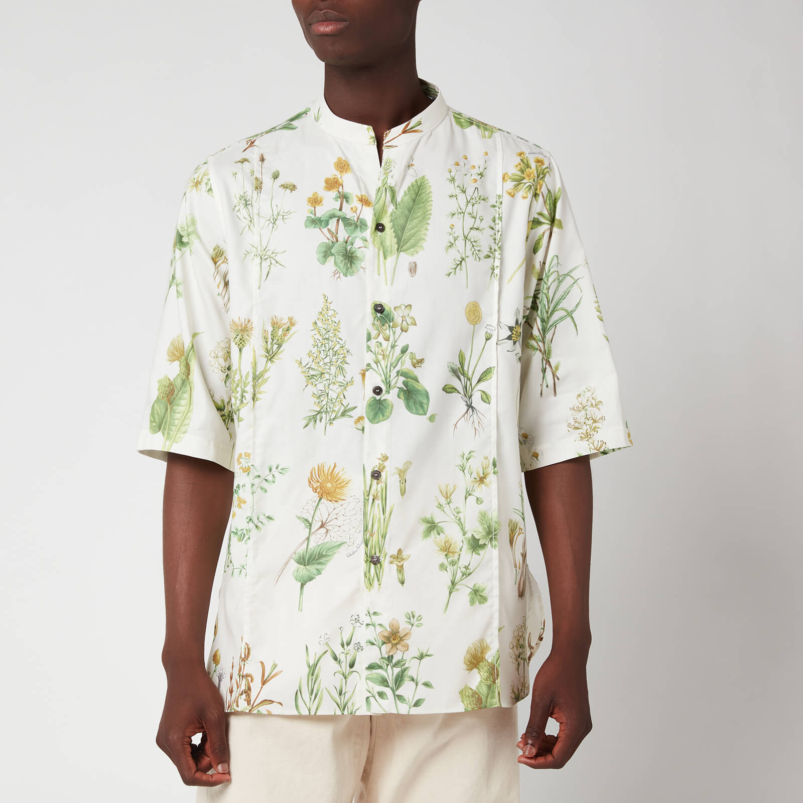 Salvatore Ferragamo Men's Short Sleeve Print Shirt - Green - S