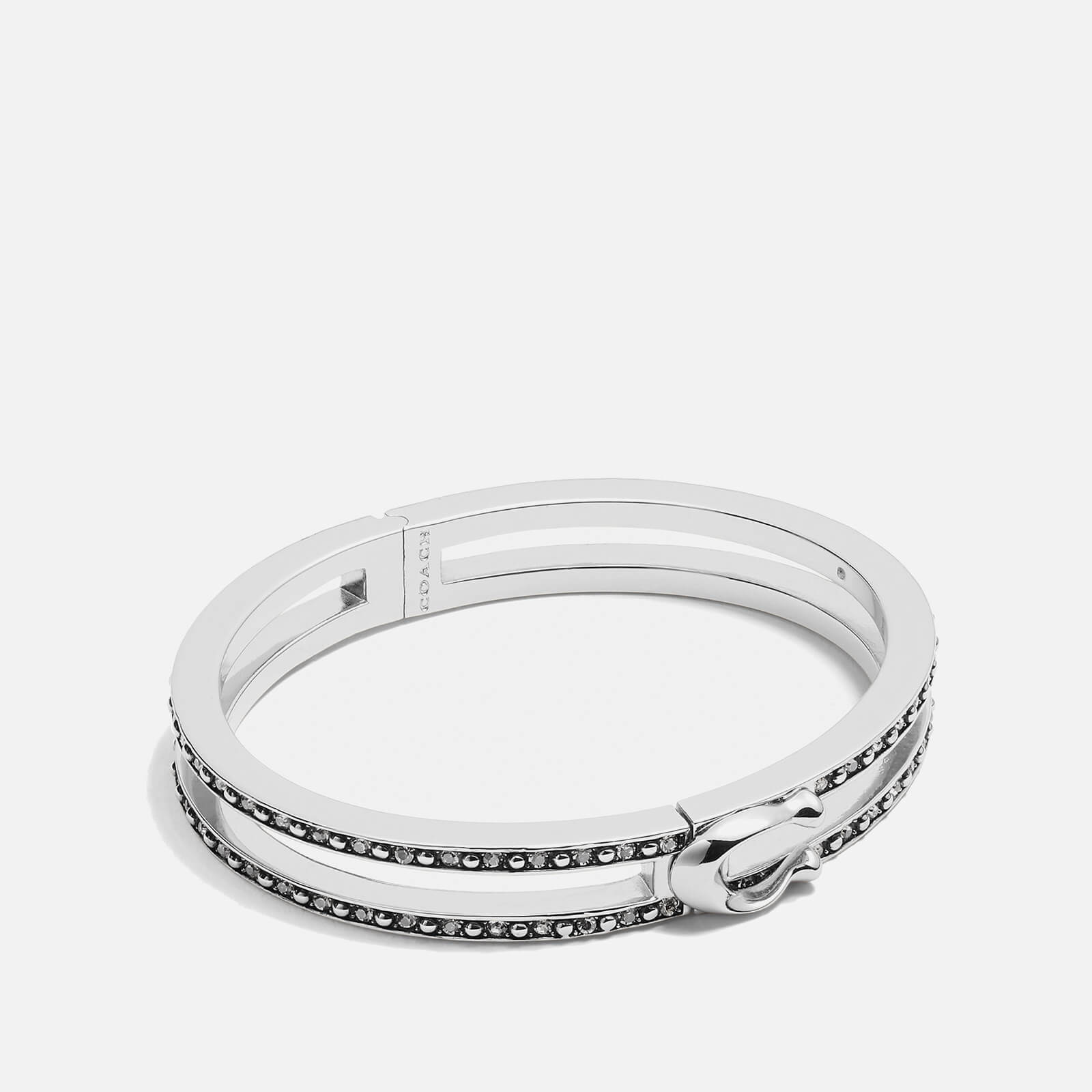 Coach Women's Double Row Pave C Hinged Bangle - Silver
