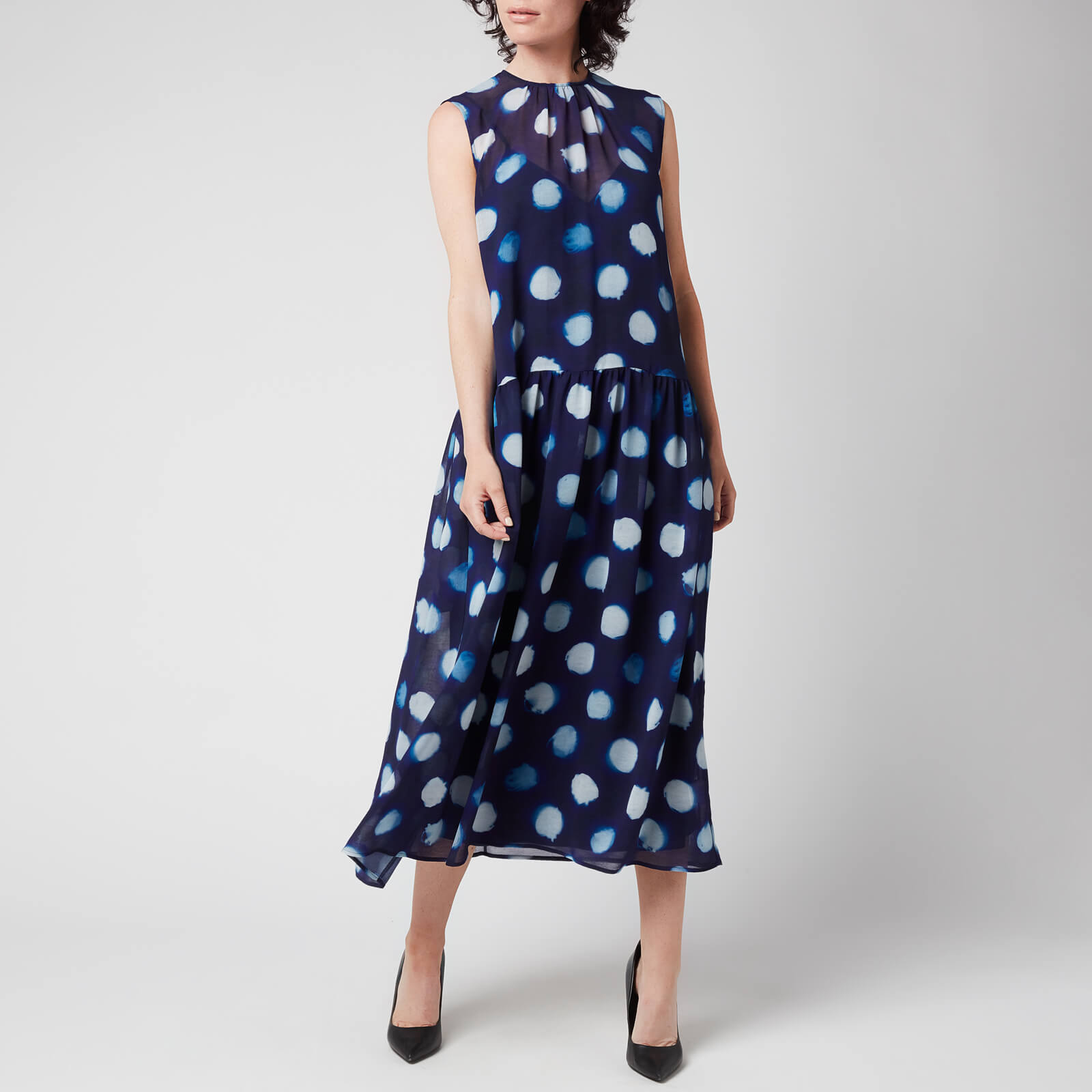 PS Paul Smith Women's Tagliatelle Spot Dress - Blue - IT 38/UK 6
