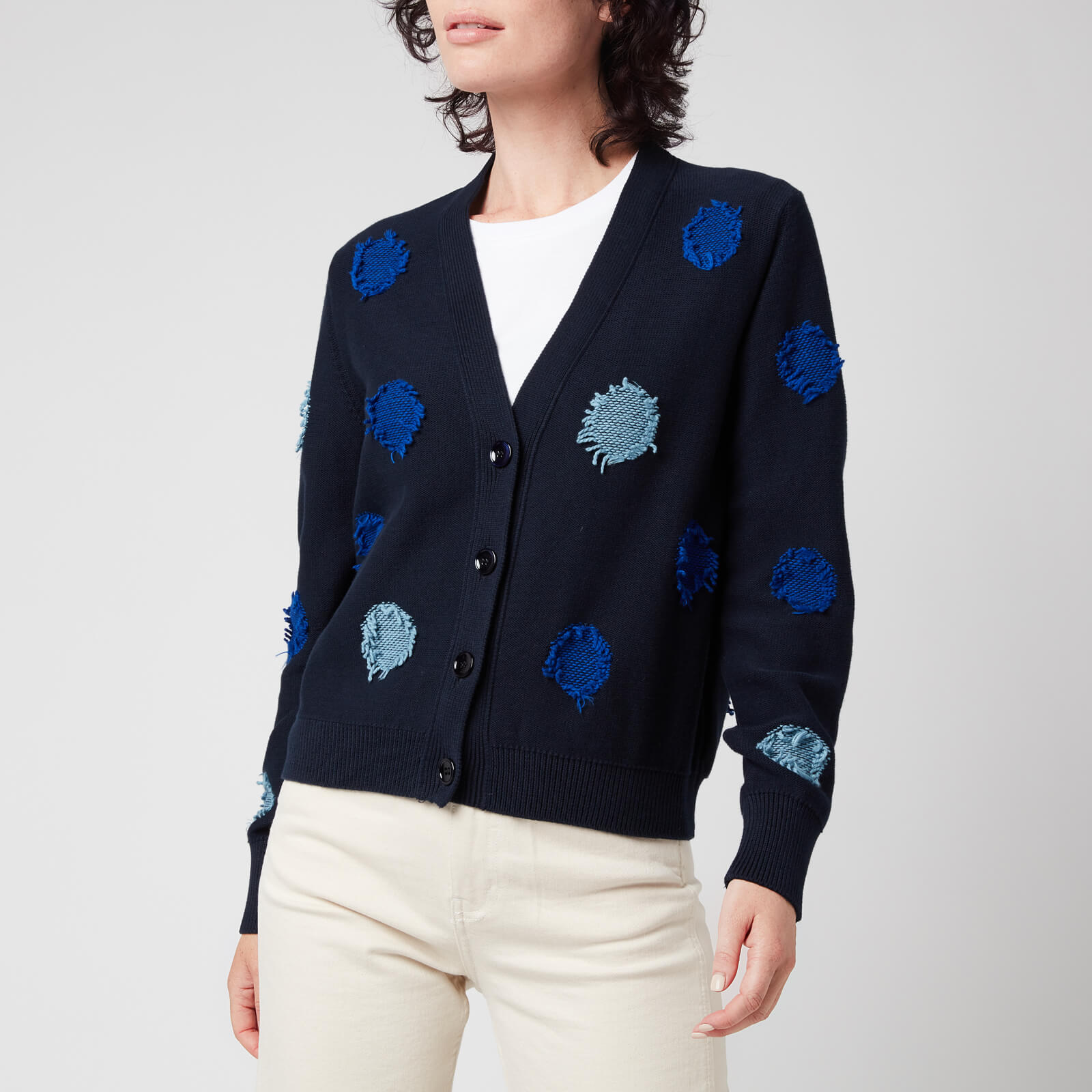PS Paul Smith Women's Tagliatelle Spot Knitted Cardigan - Blue - IT 38/UK 6