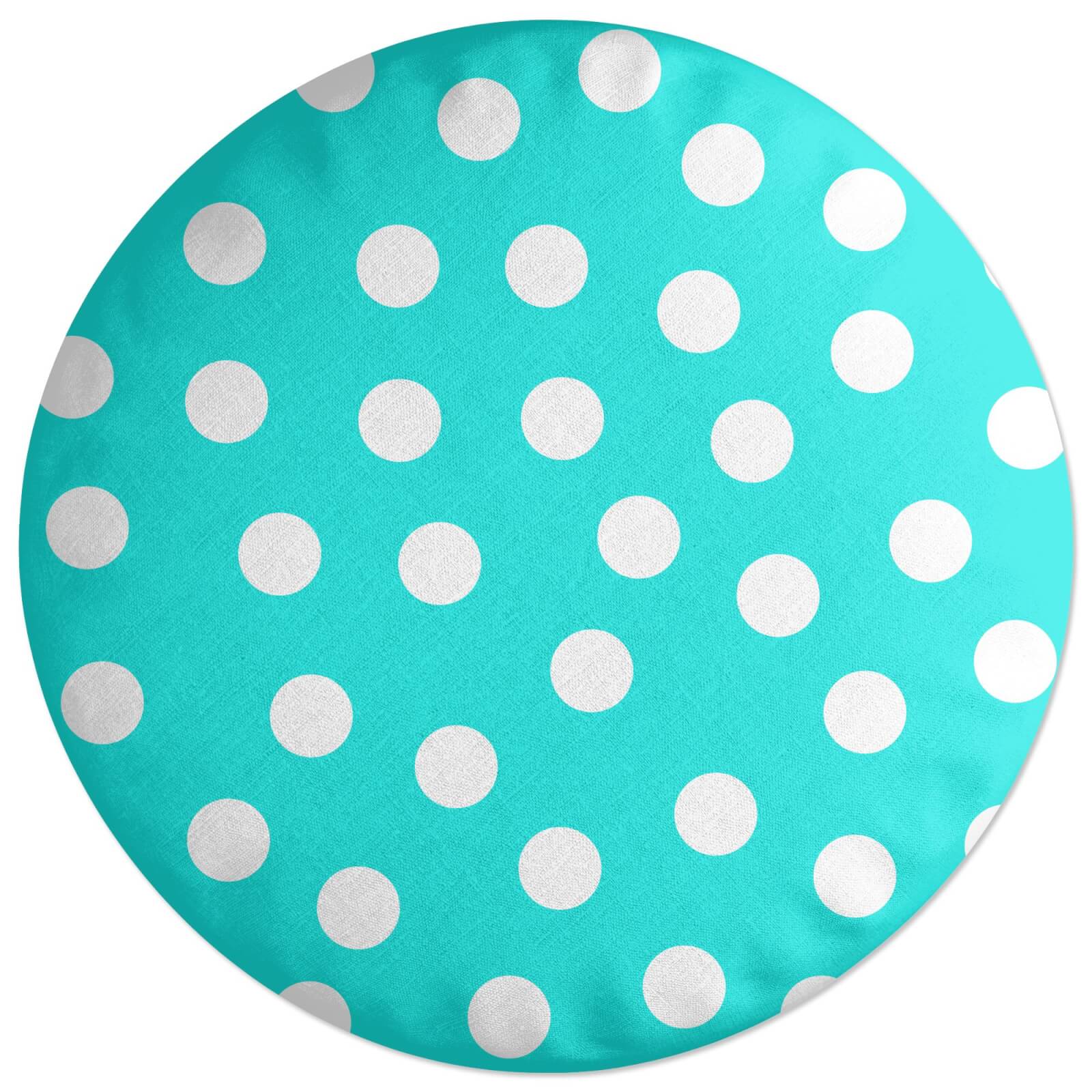 Turquoise Polka Dots Round Cushion