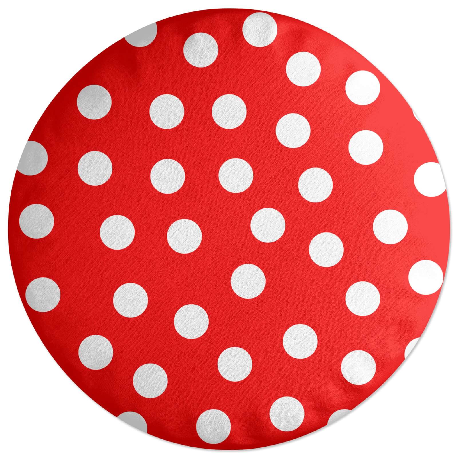 Red Polka Dots Round Cushion