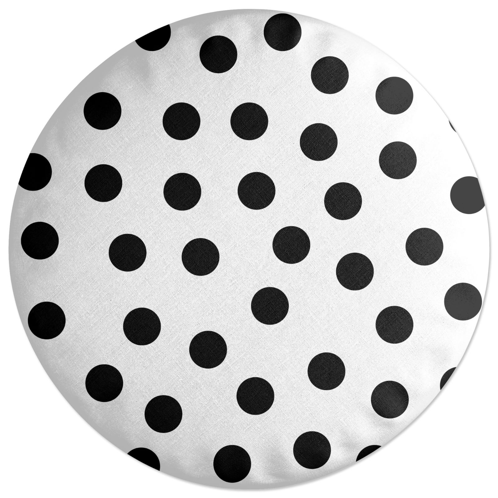 Monochrome Polka Dots Round Cushion
